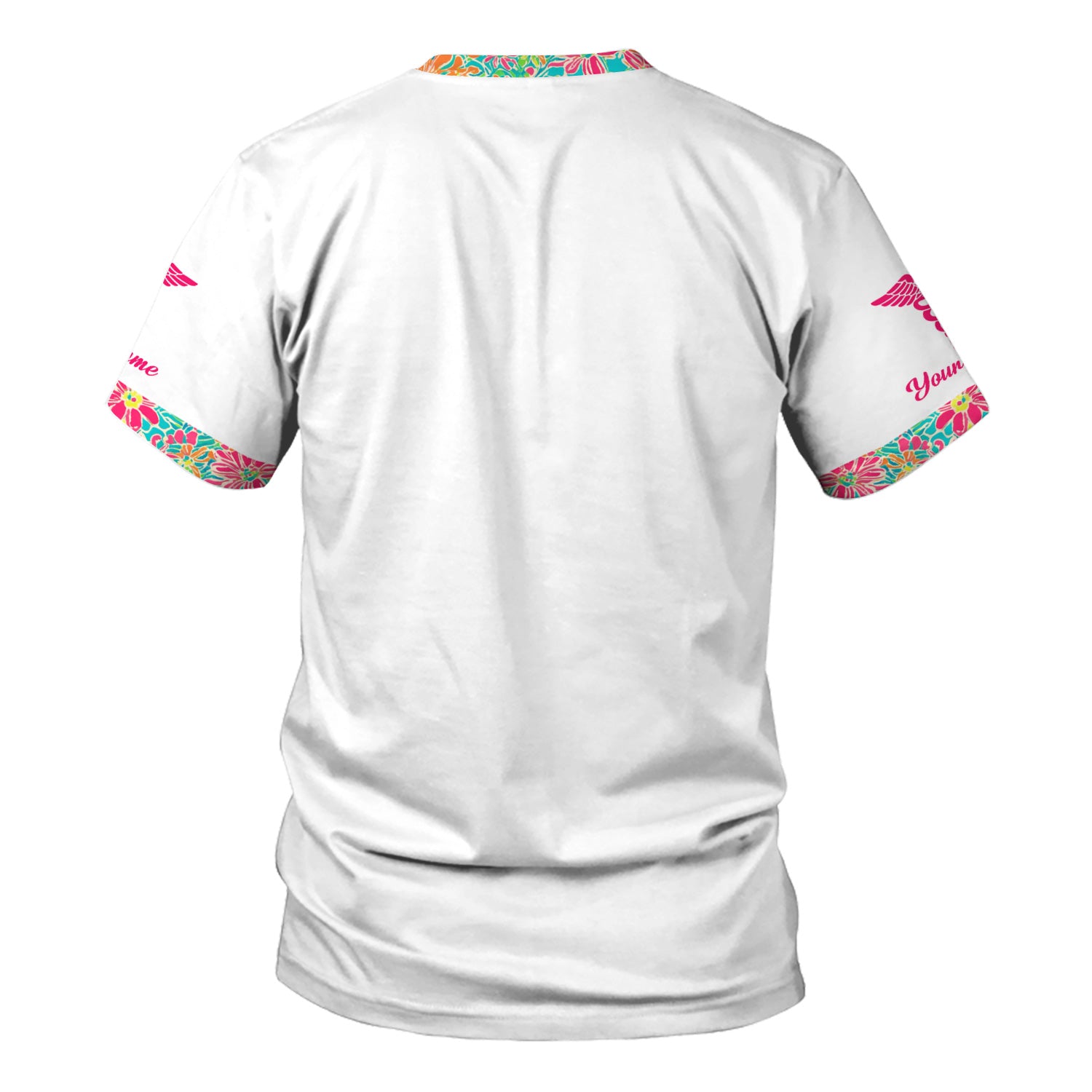 Custom Name Floral Bow Nurse Life Shirt - Cute Stethoscope Design with Heartbeat Graphic - Gift for RN LPN CNA Medical Staff