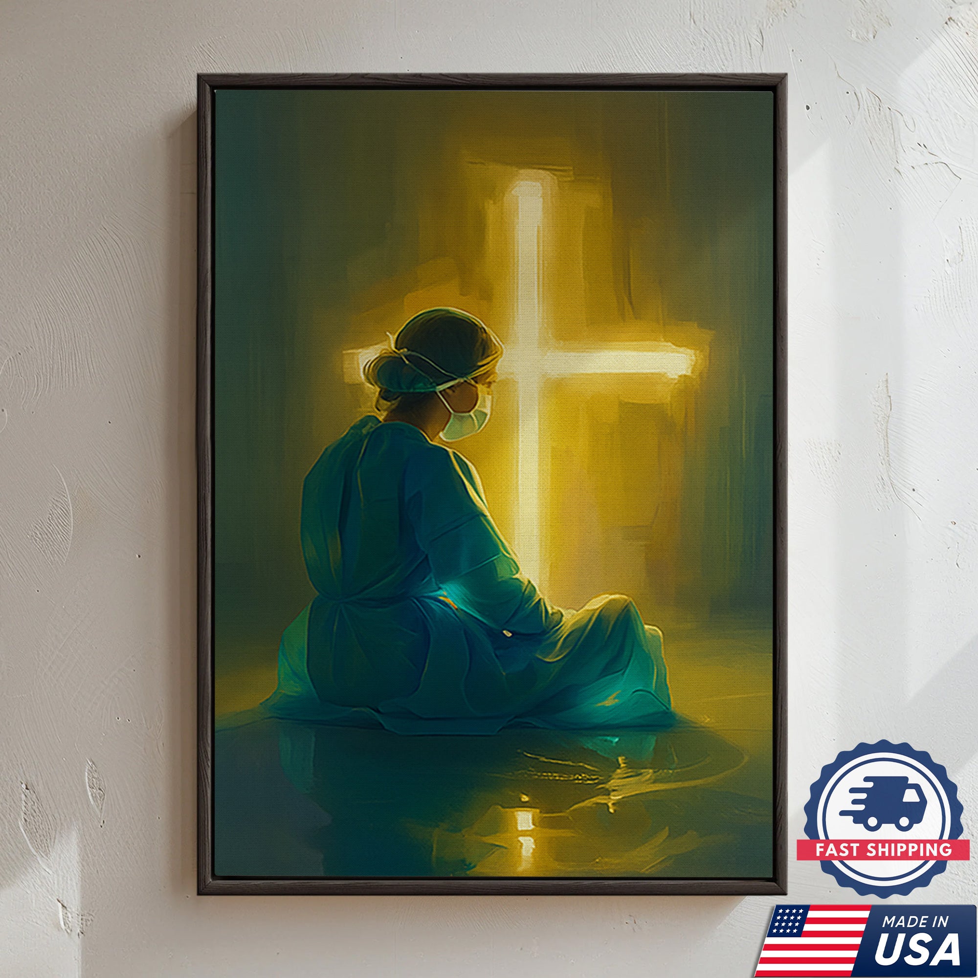 Nurse Christian Canvas Art, Religious Nurse Gift, Spiritual Gift for RN LPN CNA Healthcare Workers