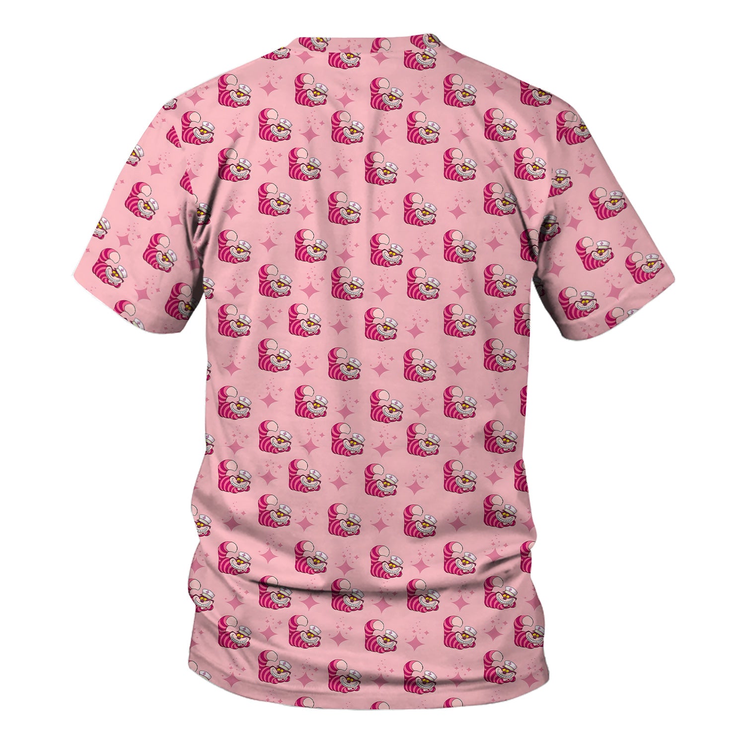 Cute Pink Mouse Print Nurse Scrubs - Funny Cartoon Animal Nursing Scrub Top For Women - Medical Uniform Gift For Healthcare Workers RN LPN CNA
