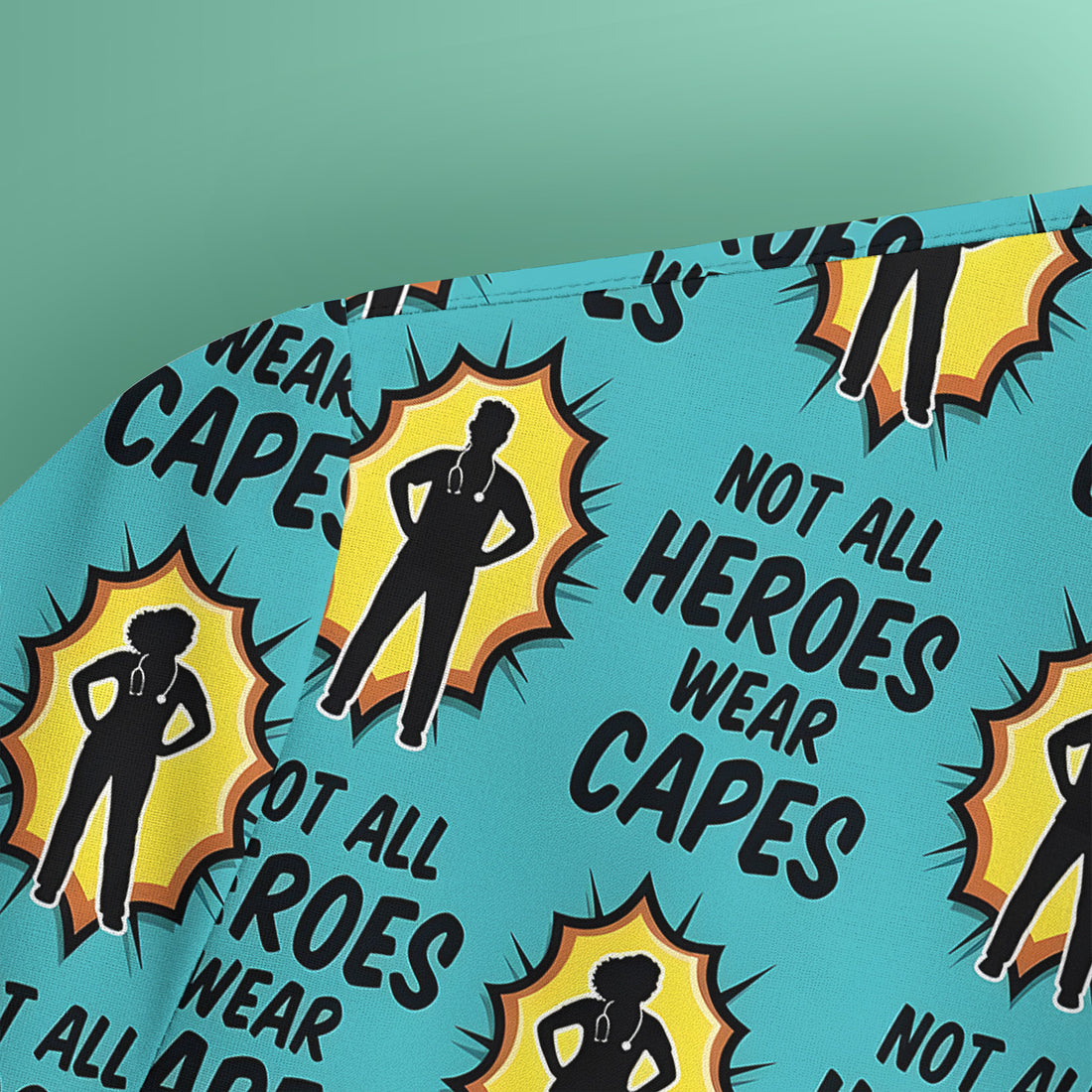 Not All Heroes Wear Capes Nurse Pattern Scrub Top, Comfortable Scrubs for Nurses