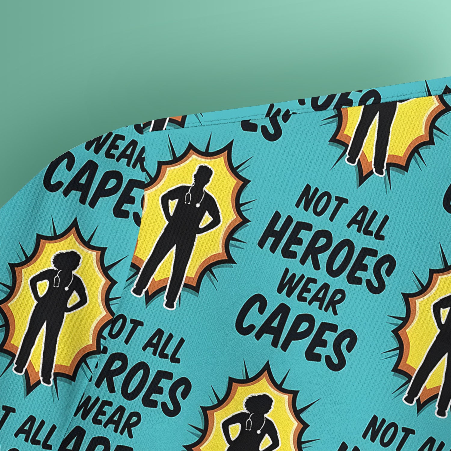 Not All Heroes Wear Capes Nurse Pattern Scrub Top, Comfortable Scrubs for Nurses
