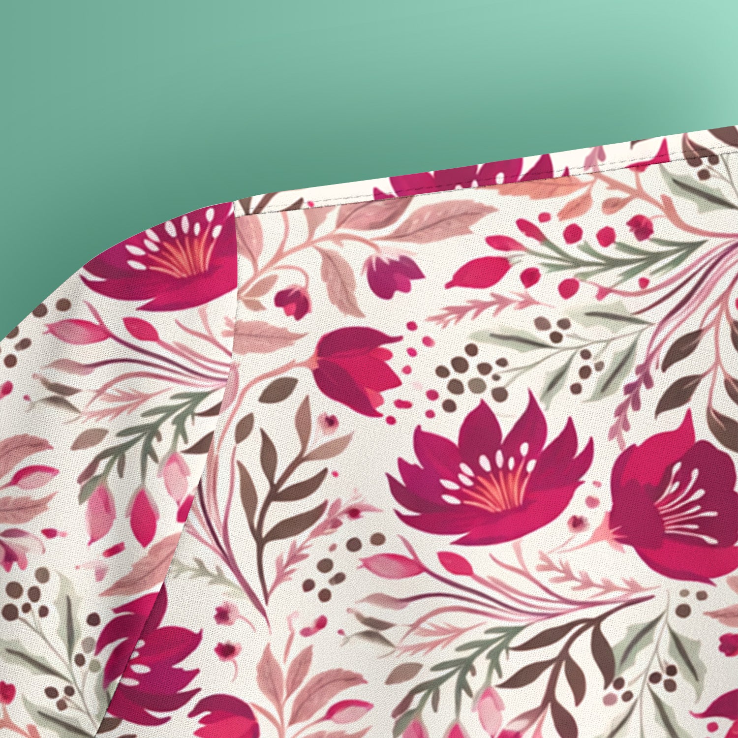 Elegant Floral Botanical Pattern Scrub Top, Breathable Fabrics Nursing Uniform