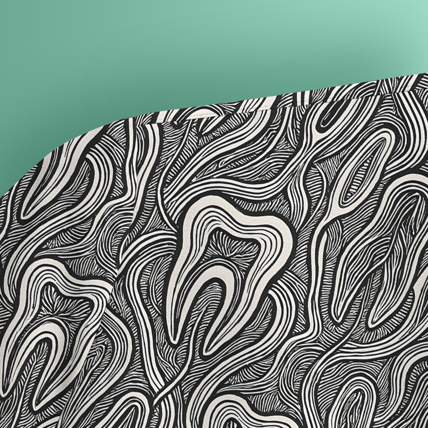 Dental Tooth Line Art Pattern Scrub Top, Breathable Fabrics Nursing Uniform