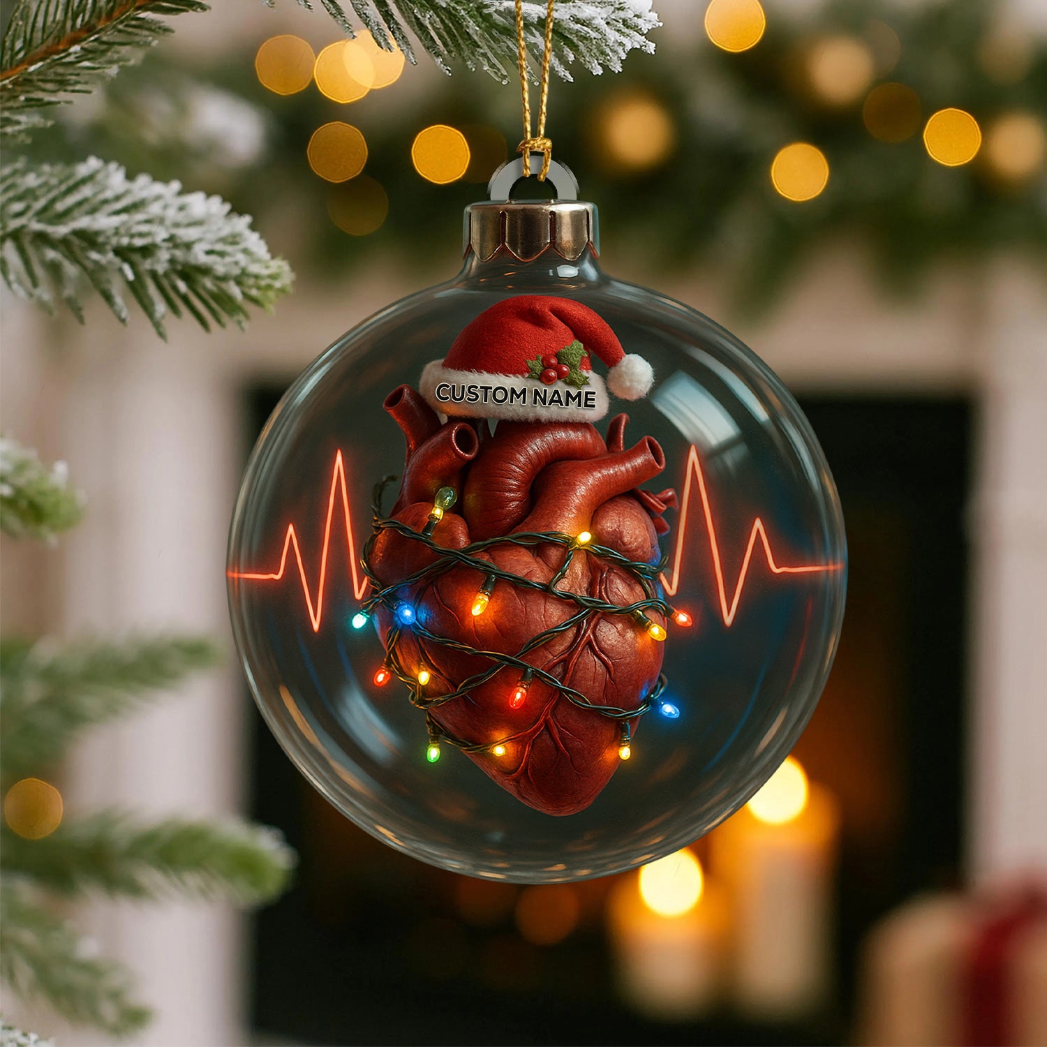 Personalized Anatomical Heart Christmas Ornament, Custom Name Medical Heart Ornament, Nurse Doctor Heartbeat Tree Decor, Medical Christmas Gift