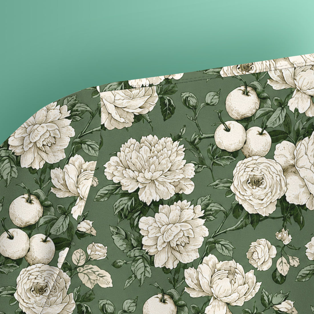 Elegant White Rose Garden Pattern Scrub Top, Comfortable Scrubs for Nurses