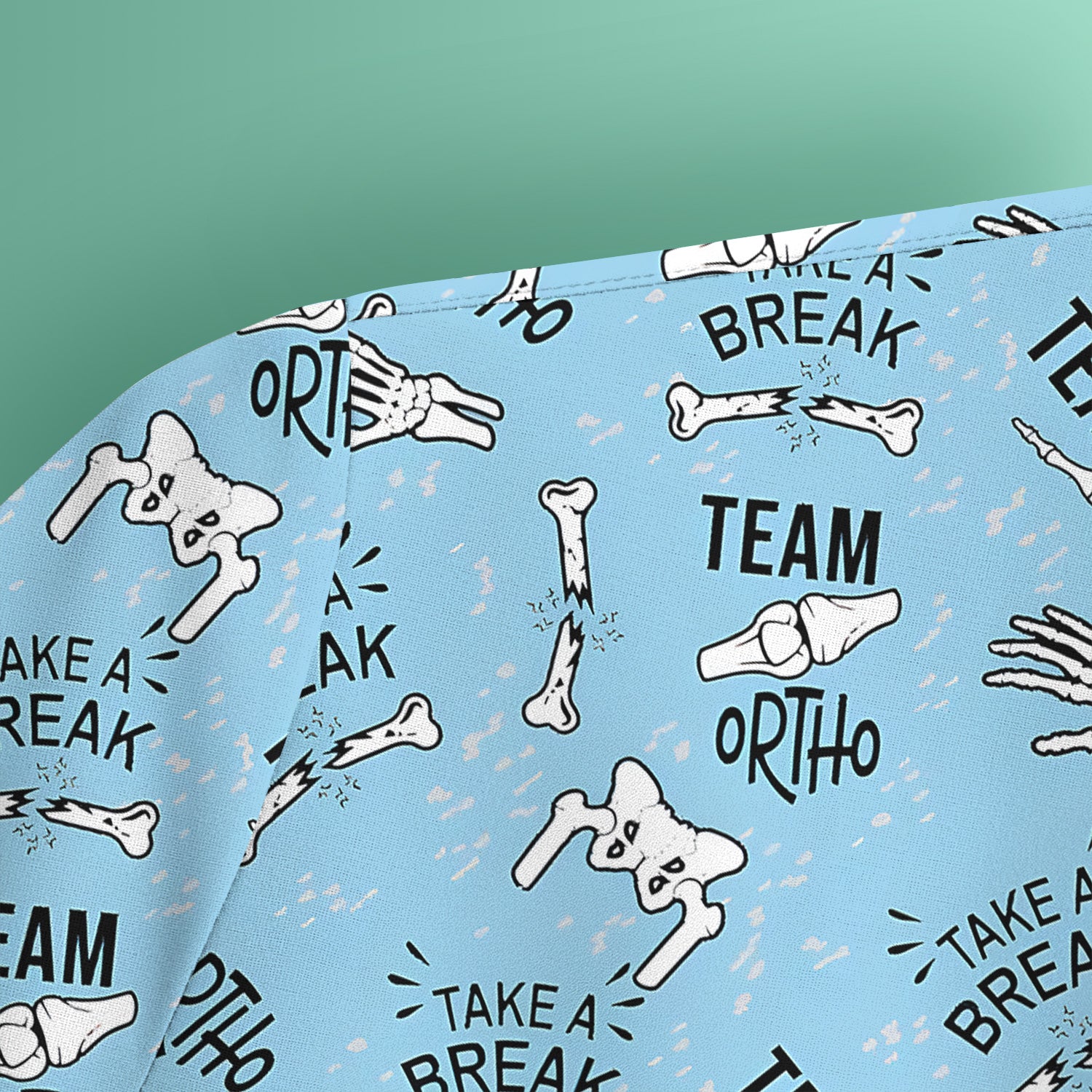 Team Ortho Bone Joint Print Scrub Top, Breathable Fabrics Nursing Uniform