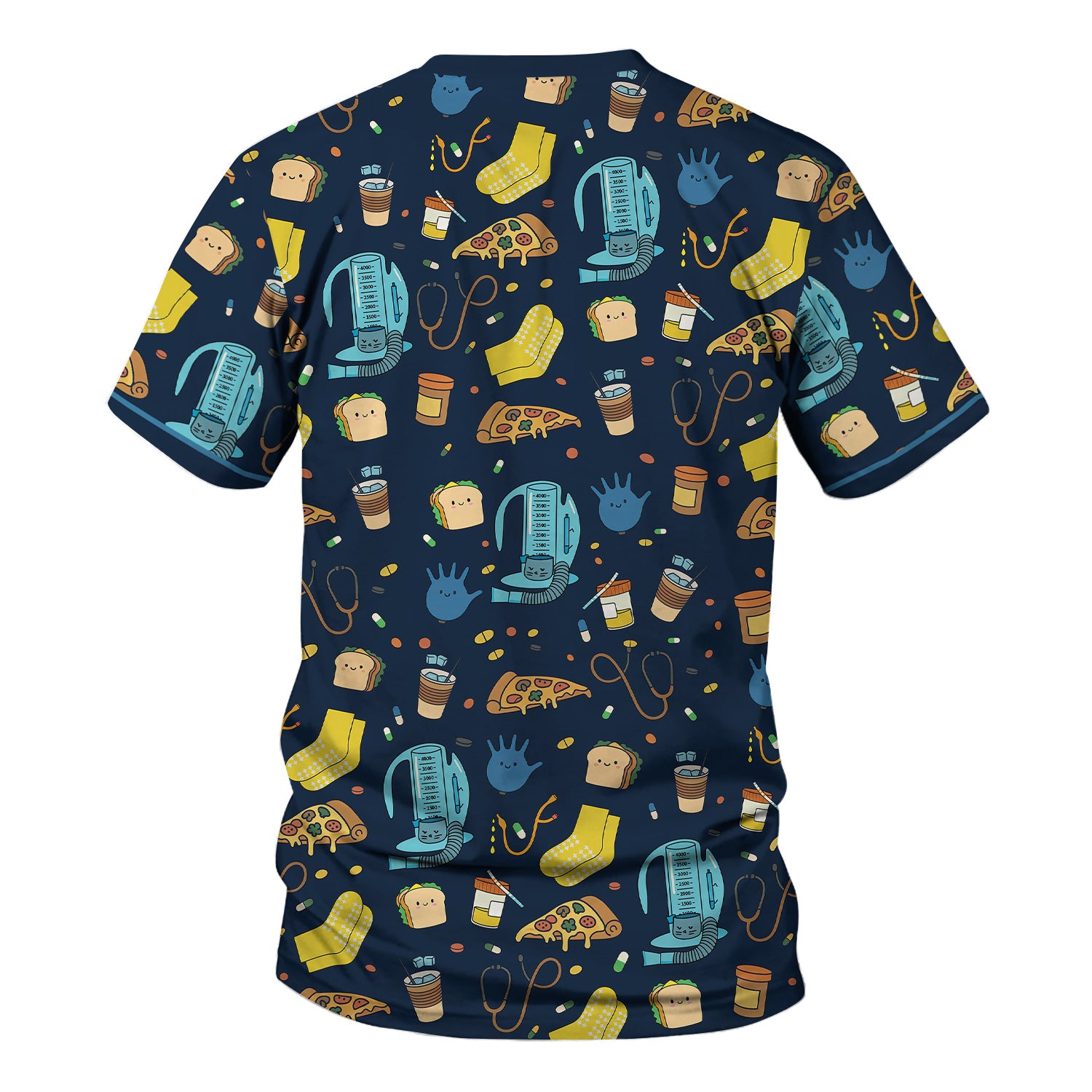 Funny Nurse Shirt with Medical Icons - Cute Cartoon Graphic Tee for Women - Gift for RN, CNA, Healthcare Worker