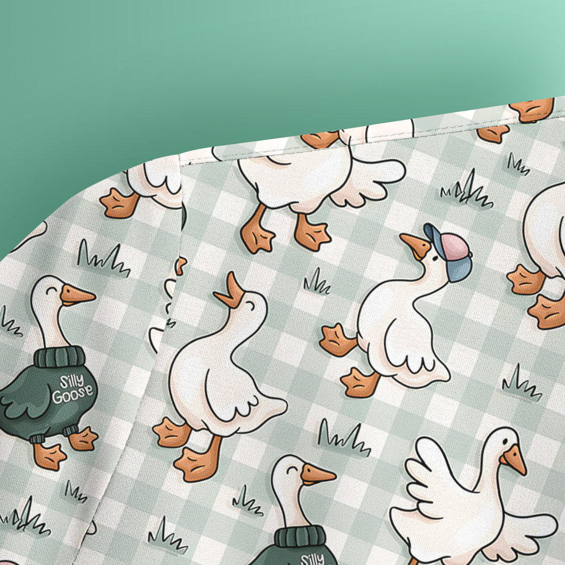 Funny Goose Wearing Sweater On Plaid Background Pattern Scrub Top, Comfortable Scrubs for Nurses