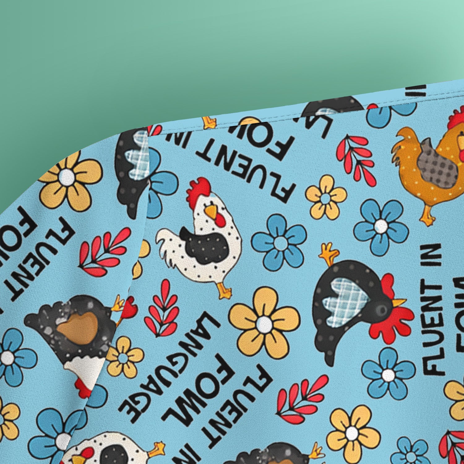 Funny Chicken Fluent in Fowl Language Pattern Scrub Top, Comfortable Scrubs for Nurses