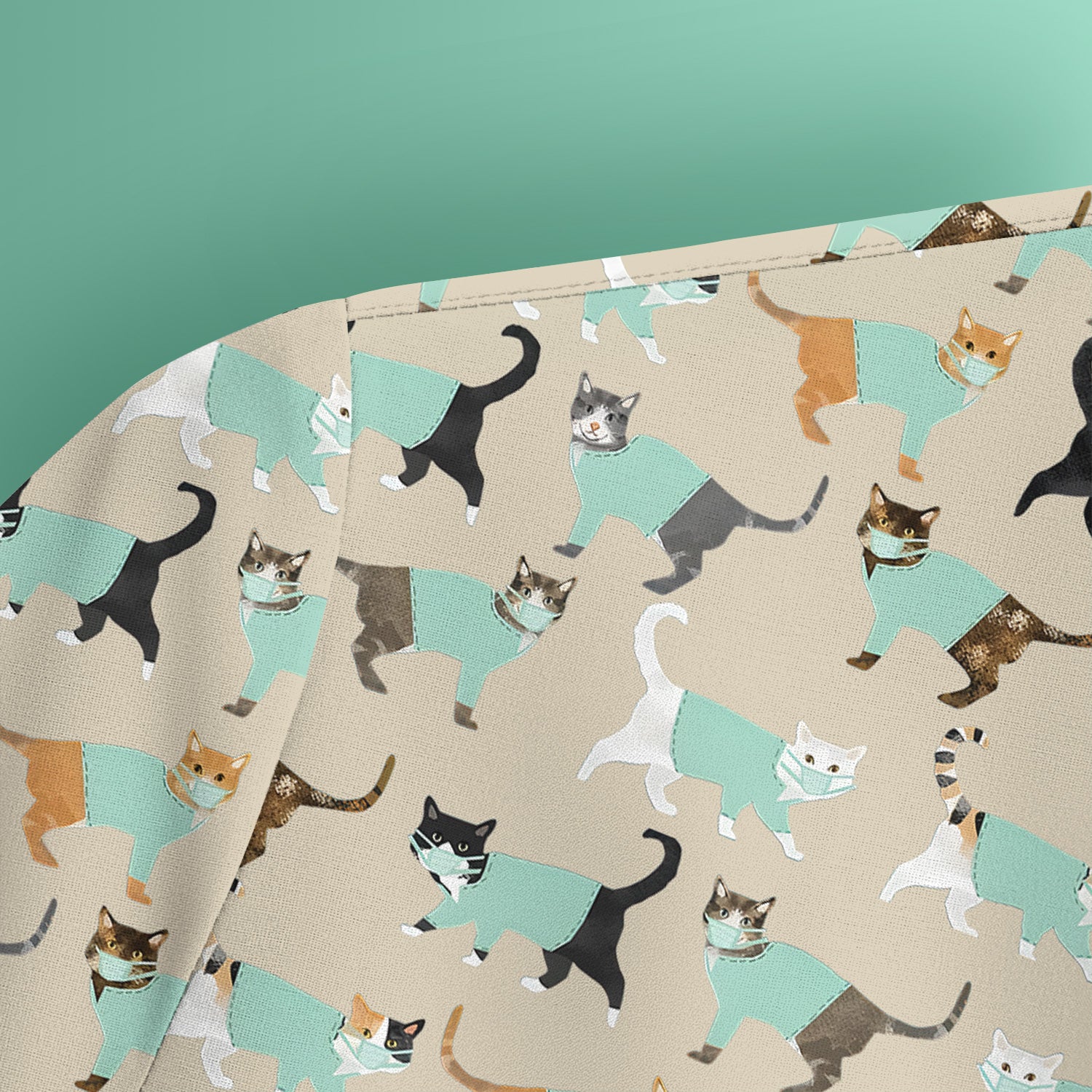 Playful Cat Nurse All Over Print Scrub Top, Comfortable Scrubs for Nurses