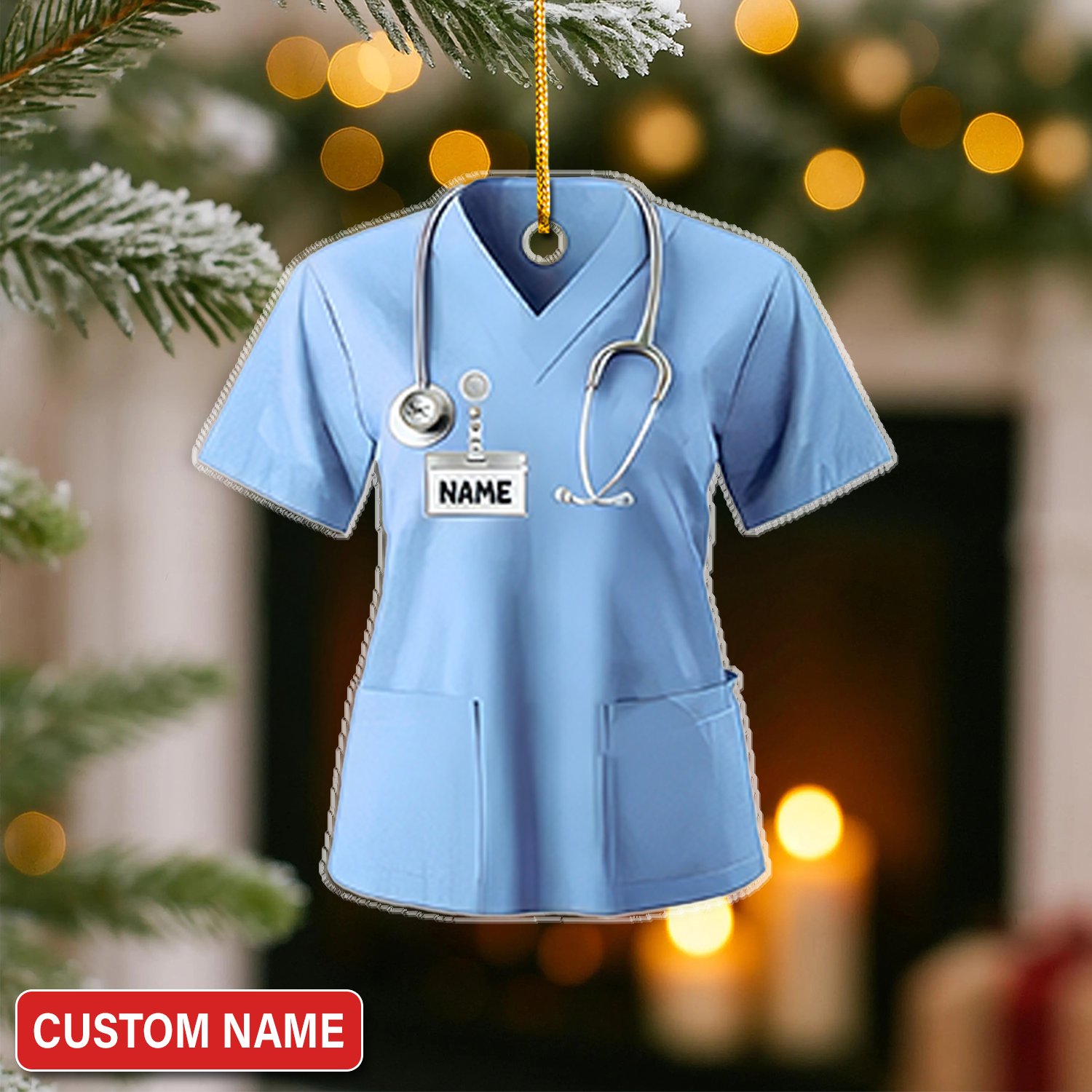Personalized Nurse Scrubs Ornament, Nurse Uniform Ornament, Custom Name Nurse Ornament Gift for CNA RN LPN