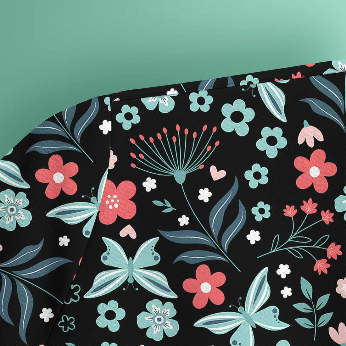 Cute Floral Butterfly Garden Print Scrub Top, Comfortable Scrubs for Nurses