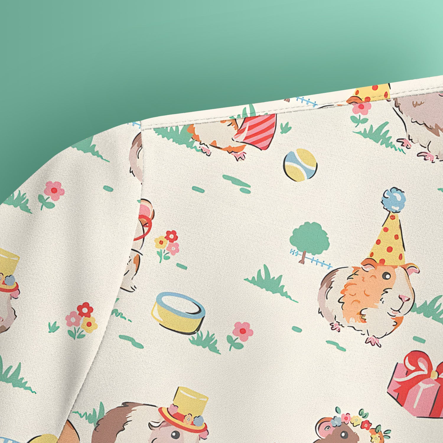 Cute Guinea Pig Party Nurse Pattern Scrub Top, Comfortable Scrubs for Nurses