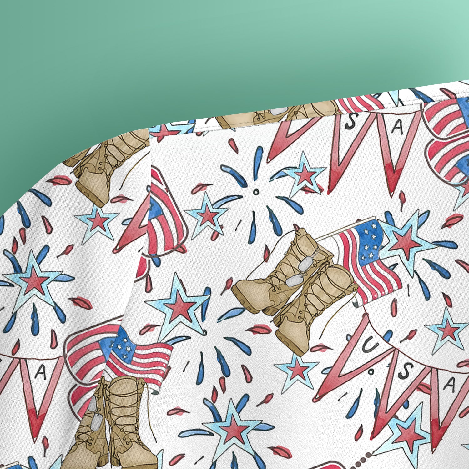USA Boots Banner Pattern Scrub Top, Comfortable Scrubs for Nurses