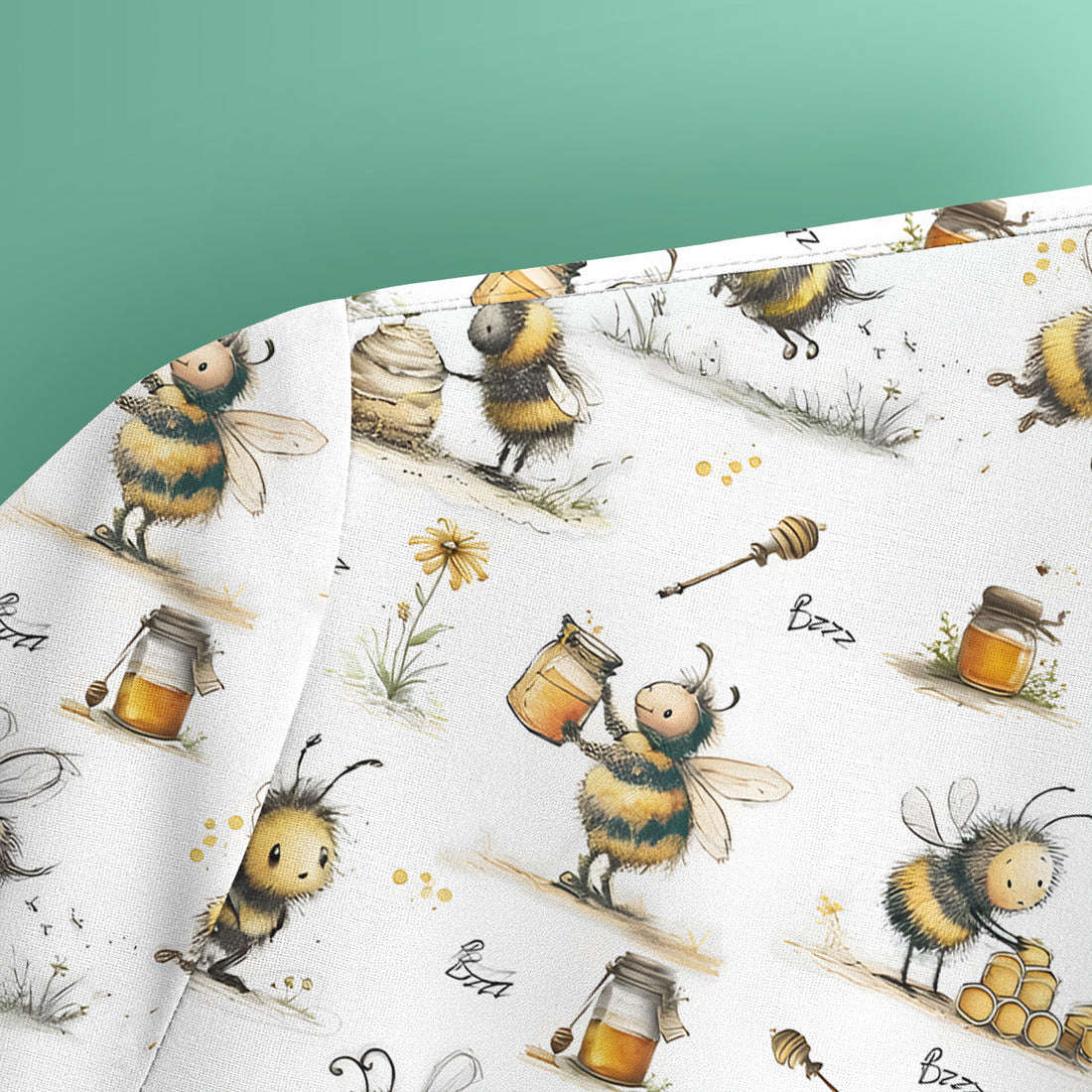 Cute Honey Bee Jar Garden Pattern Scrub Top, Comfortable Scrubs for Nurses