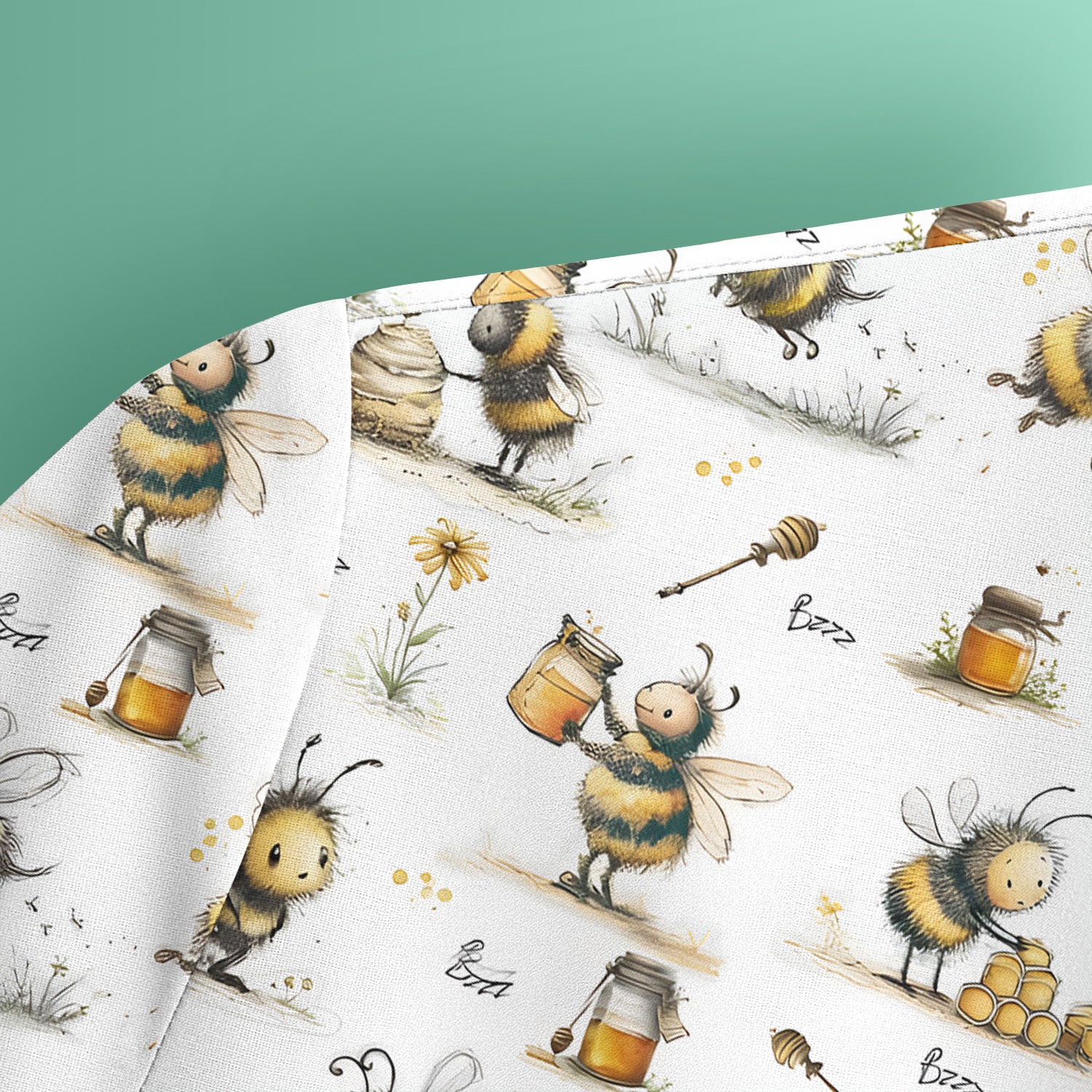 Cute Honey Bee Jar Garden Pattern Scrub Top, Comfortable Scrubs for Nurses