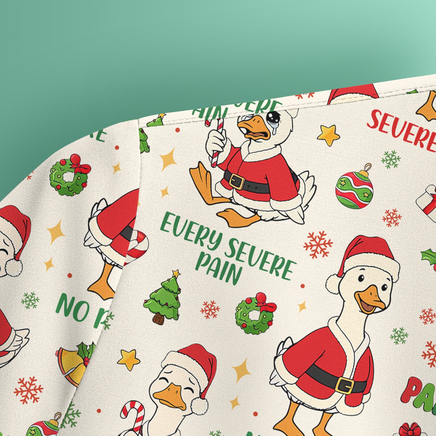 Funny Goose Christmas Scrub Top - Pain Scale Nurse Pattern Shirt - Cute Holiday Medical Scrubs for Women