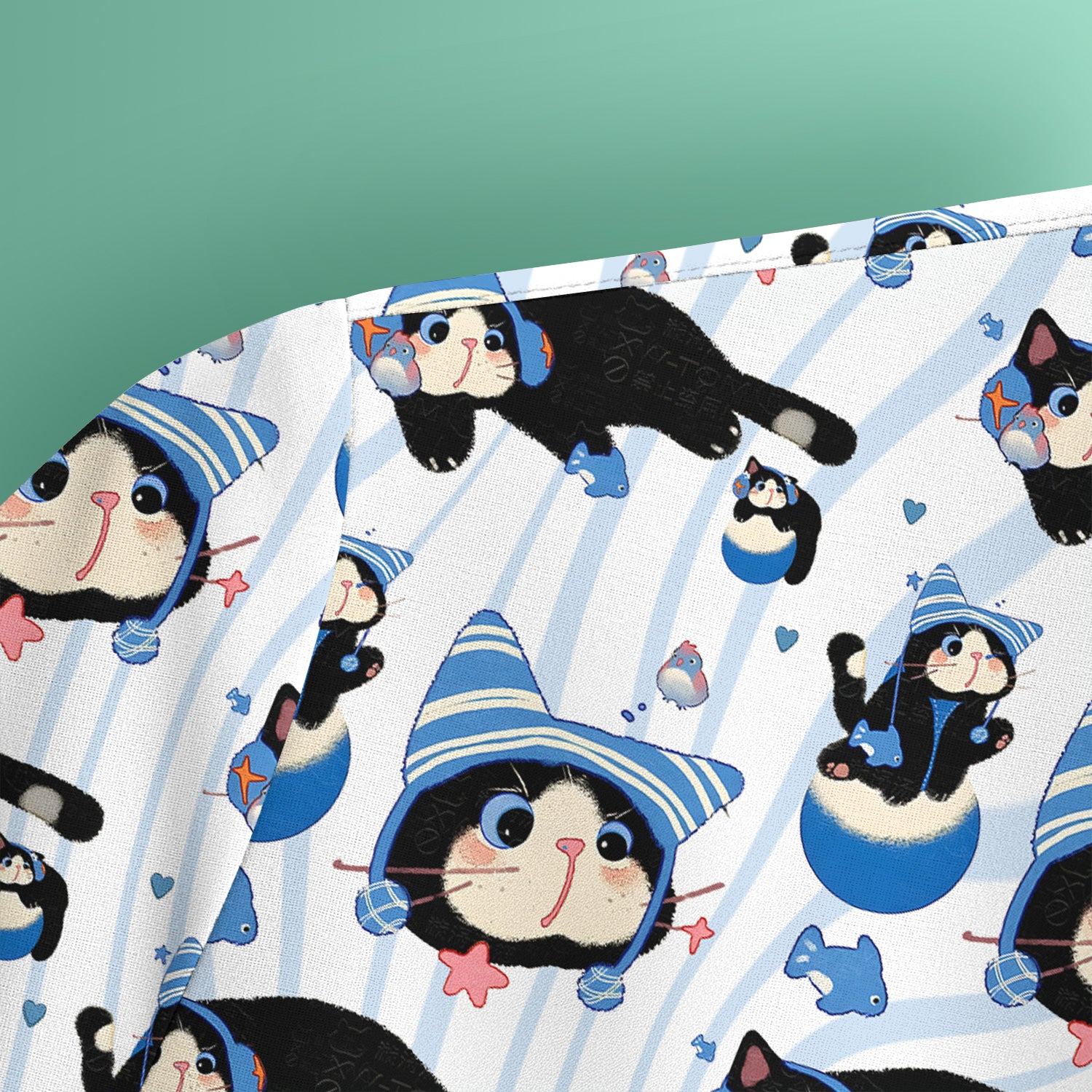 Charming Kitten Fish Pattern Scrub Top, Comfortable Scrubs for Nurses