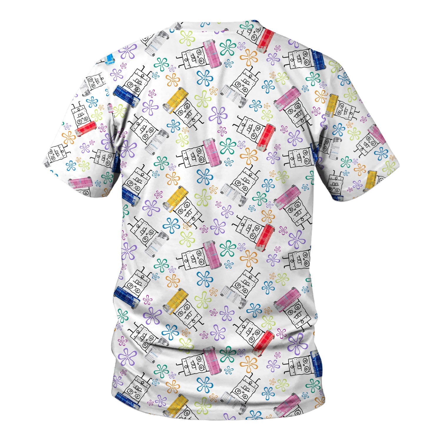 Doodle Bob Energy Drink Nurse T-Shirt - Funny Cartoon Medical Graphic Tee - Gift for RN MD CNA Healthcare