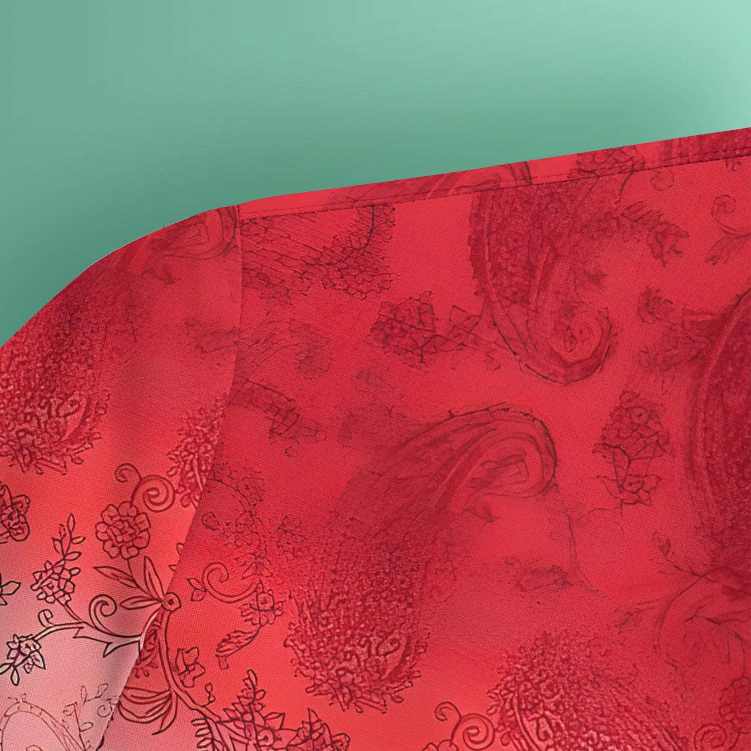 Red Blue Paisley Ombre Pattern Scrub Top, Comfortable Scrubs for Nurses