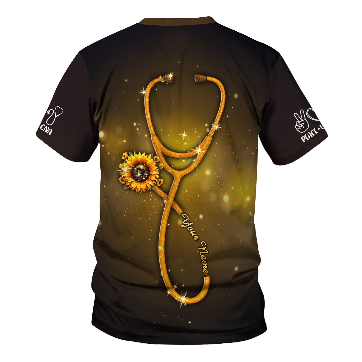Personalized CNA Sunflower Scrub Top - Your Life Is Worth My Time Design - Gift for RN LPN Healthcare Workers