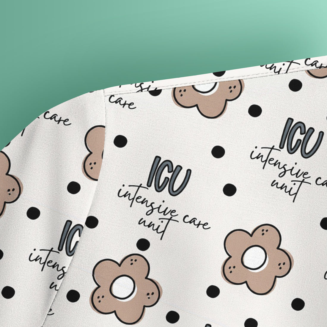 Cute ICU Nurse Flower Polka Dot Pattern Scrub Top, Comfortable Scrubs for Nurses