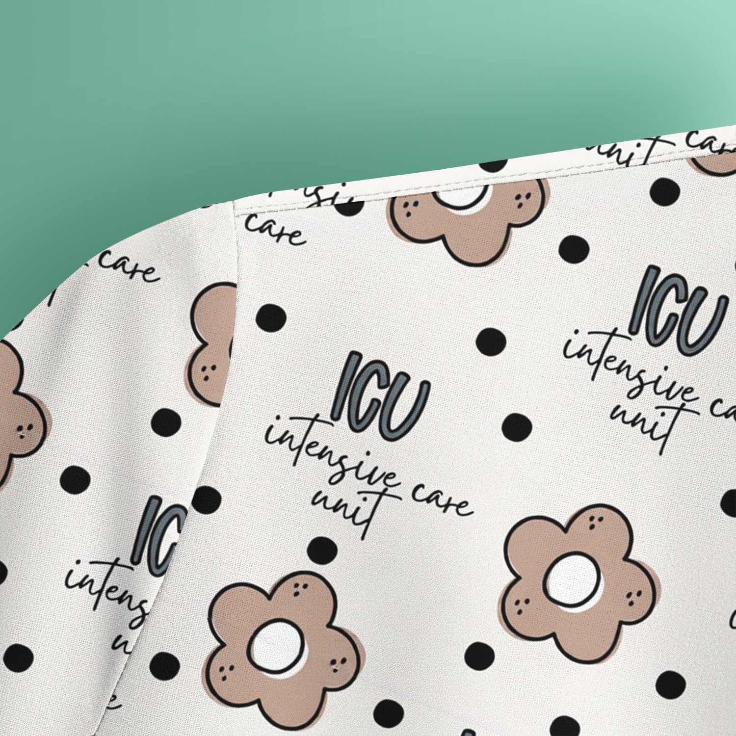 Cute ICU Nurse Flower Polka Dot Pattern Scrub Top, Comfortable Scrubs for Nurses