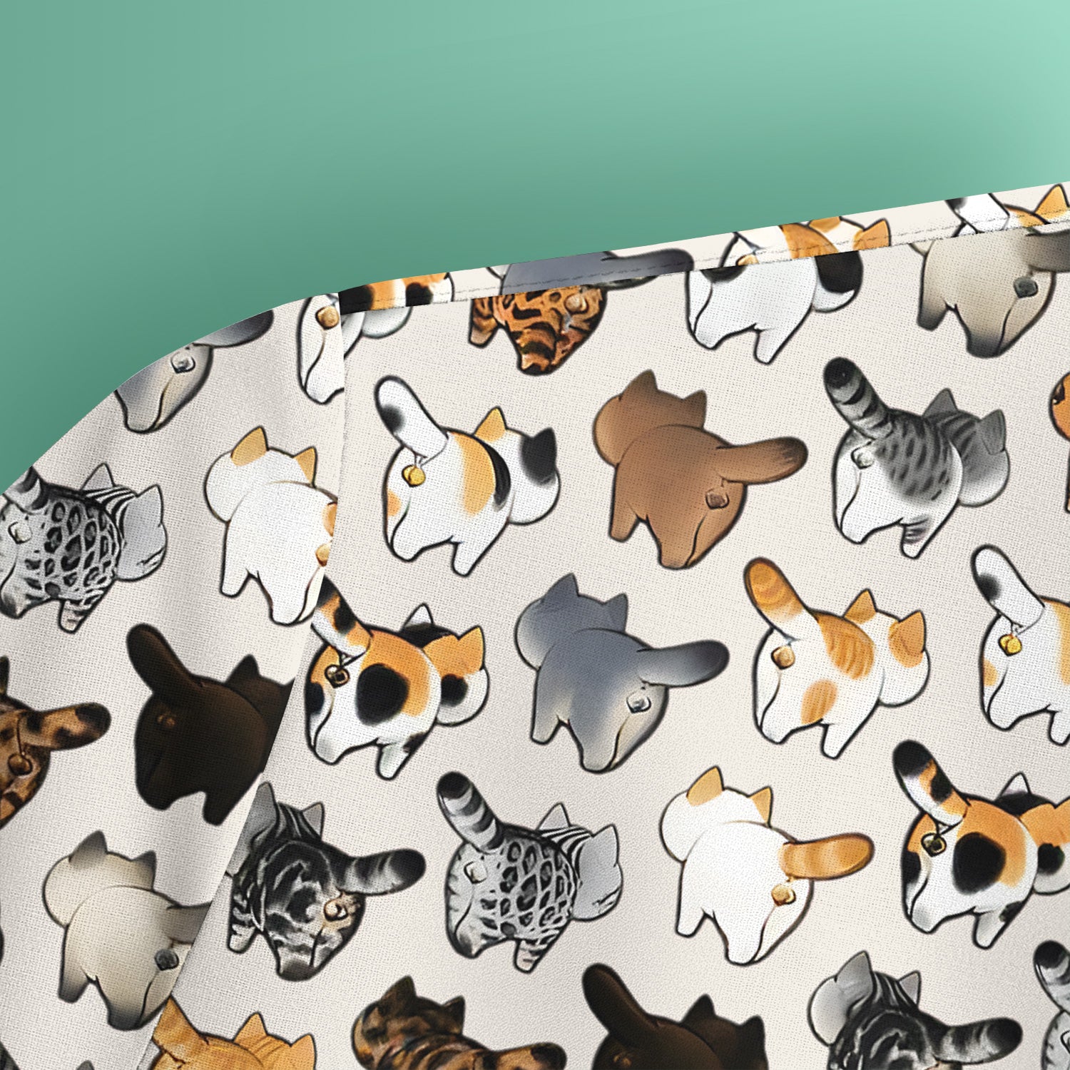 Cat Butt Pattern Medical Scrub Top, Breathable Fabrics Nursing Uniform