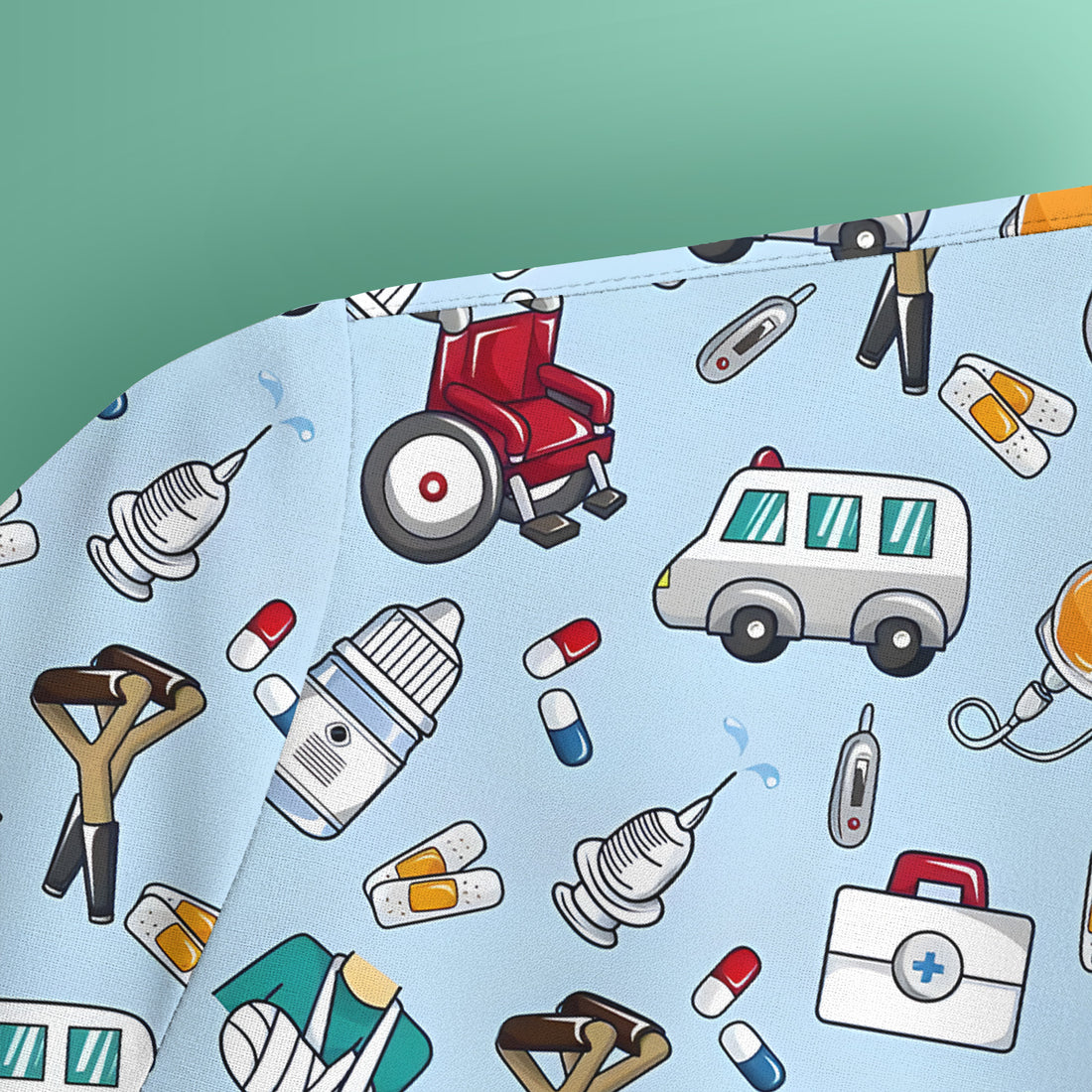 Care Medical Tools & Emergency Transport Pattern Scrub Top, Comfortable Scrubs for Nurses