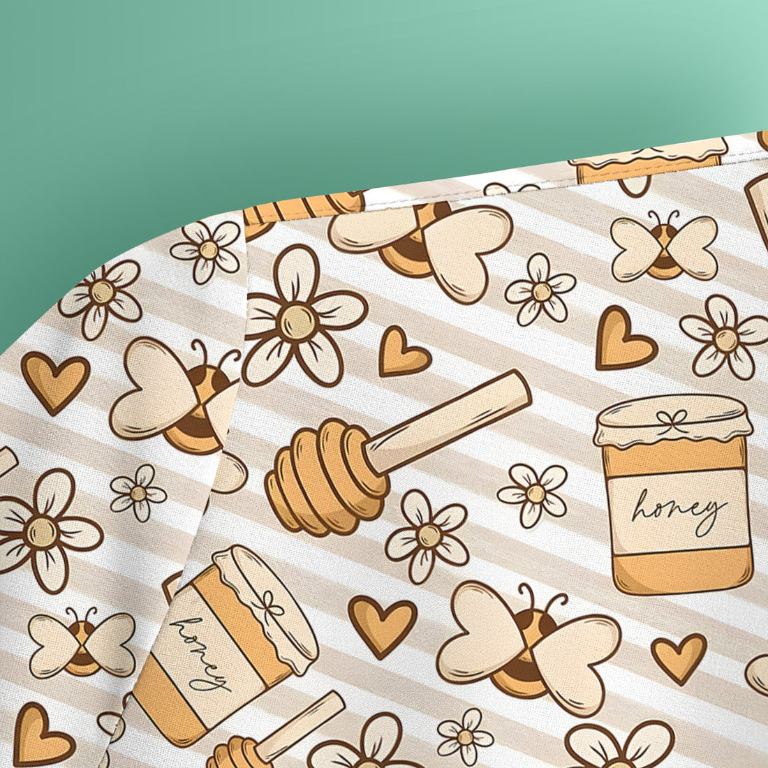 Honey Jar With Daisy Flower Pattern Scrub Top, Breathable Fabrics Nursing Uniform
