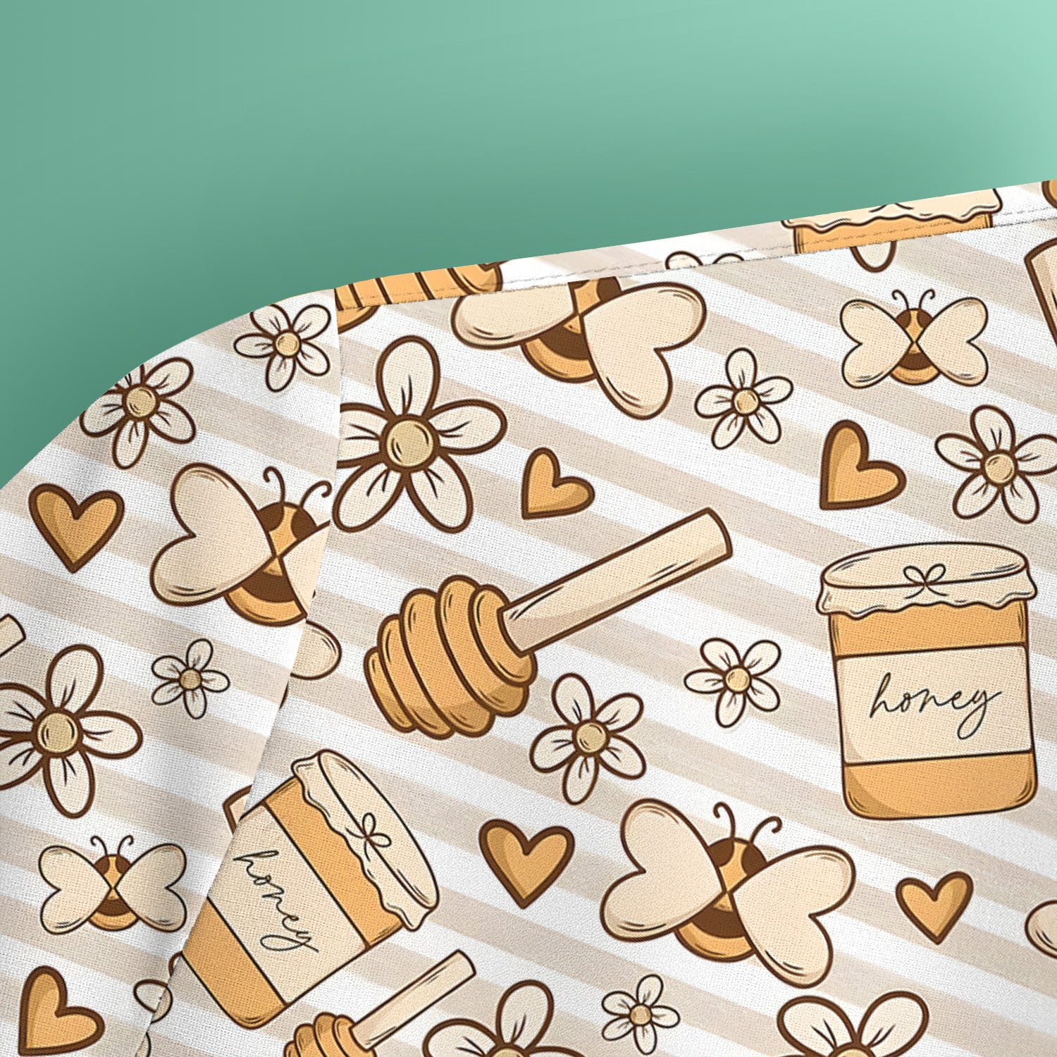Honey Jar With Daisy Flower Pattern Scrub Top, Breathable Fabrics Nursing Uniform