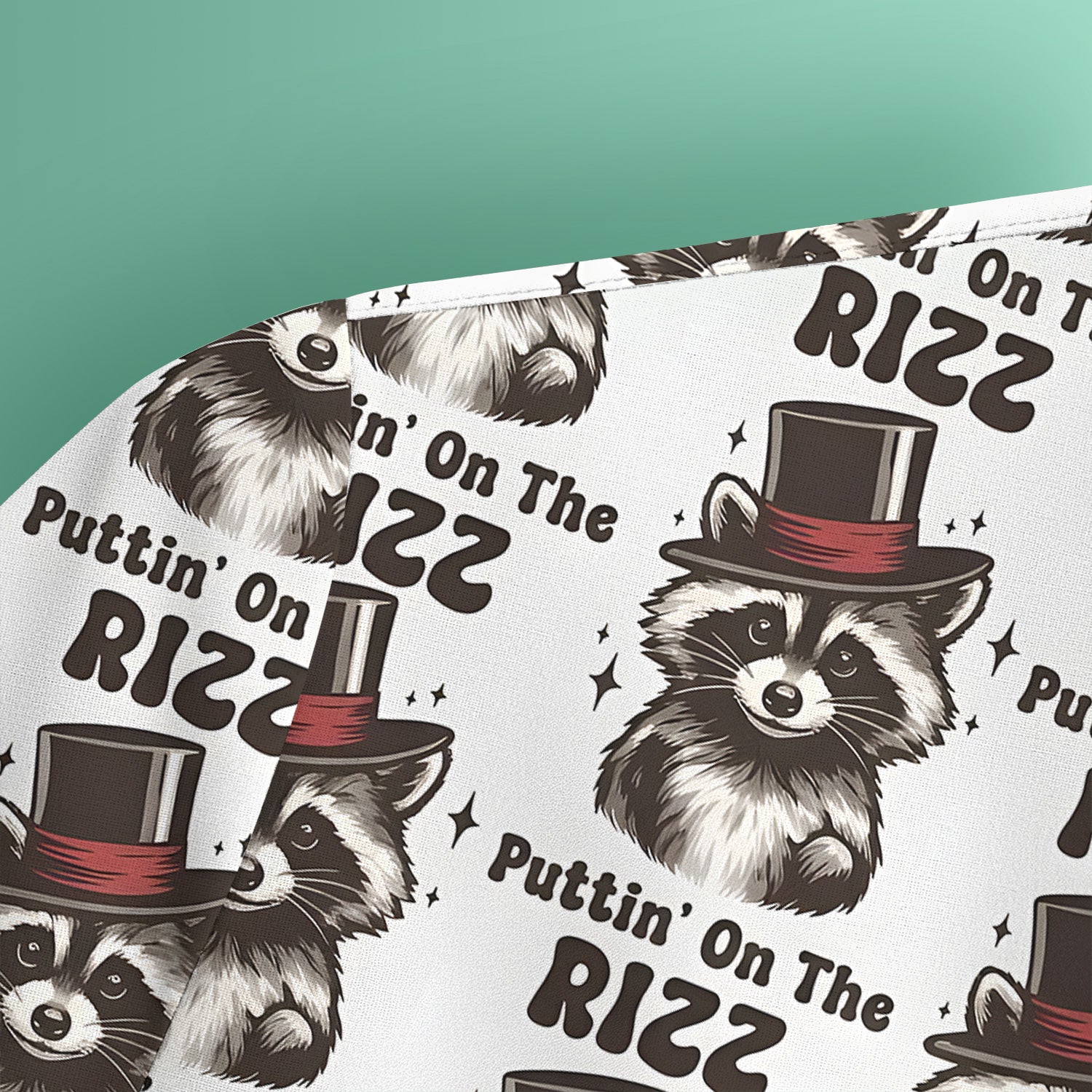 Raccoon Wearing Top Hat Puttin On The Rizz Scrub Top, Breathable Fabrics Nursing Uniform
