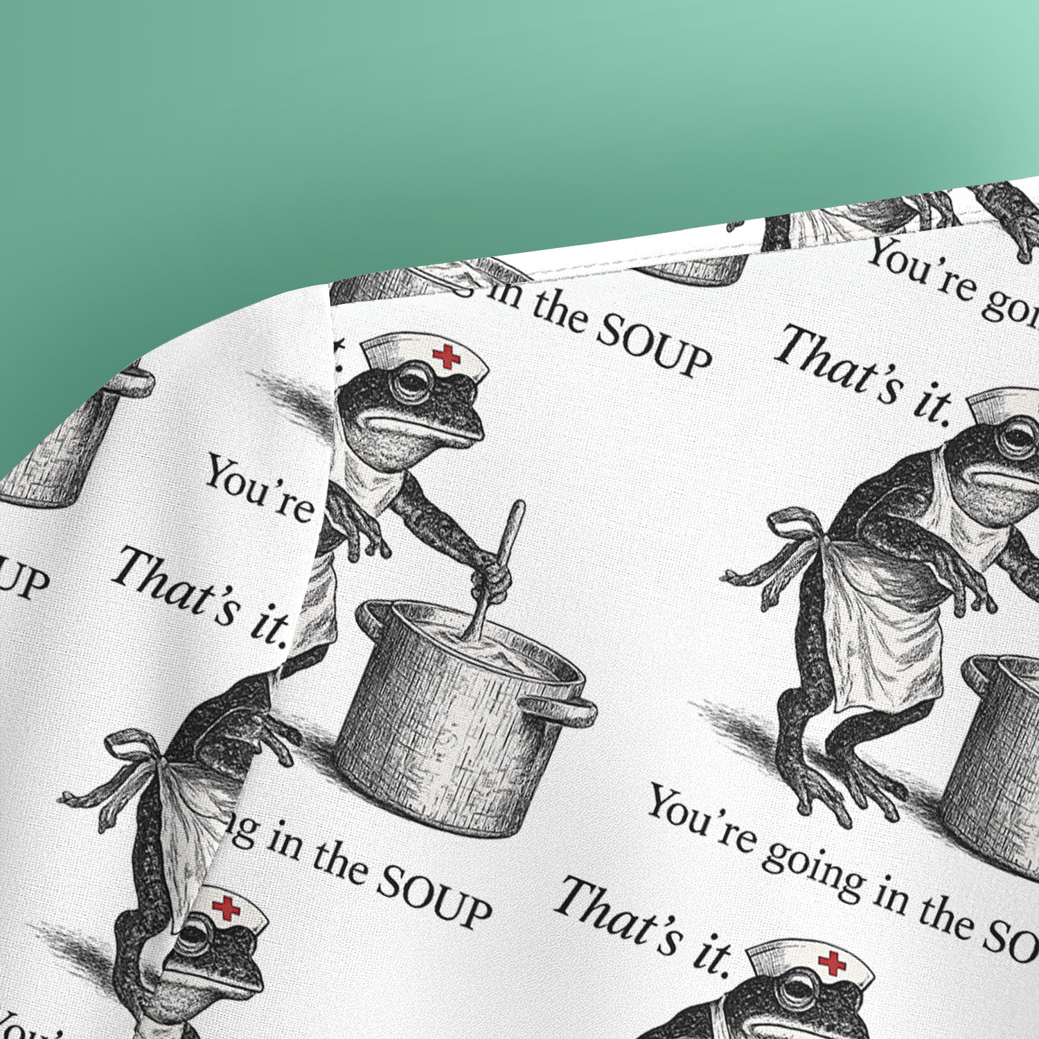 Funny Nurse Frog Cooking Soup Vintage Pattern Scrub Top, Comfortable Scrubs for Nurses