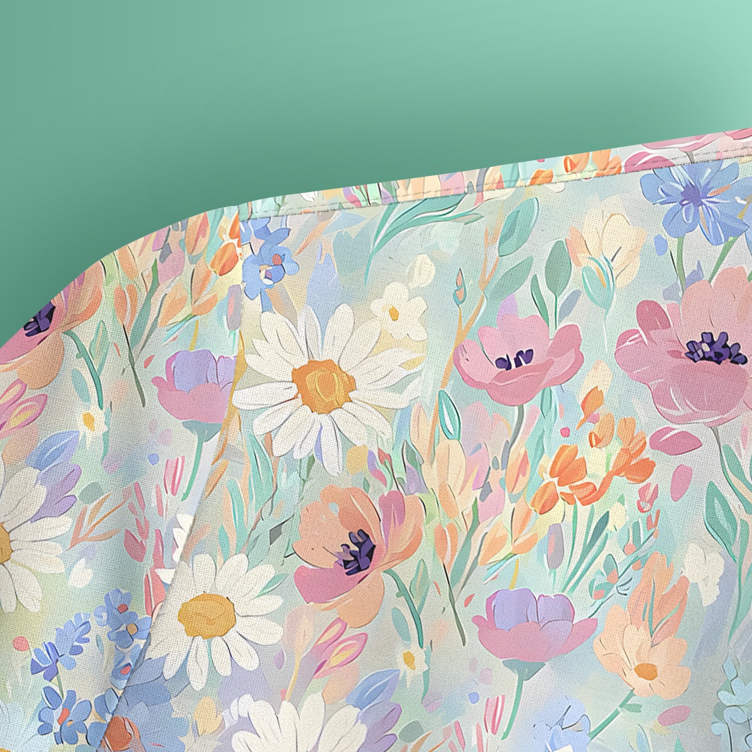 Pastel Wildflower Meadow Floral Pattern Scrub Top, Breathable Fabrics Nursing Uniform