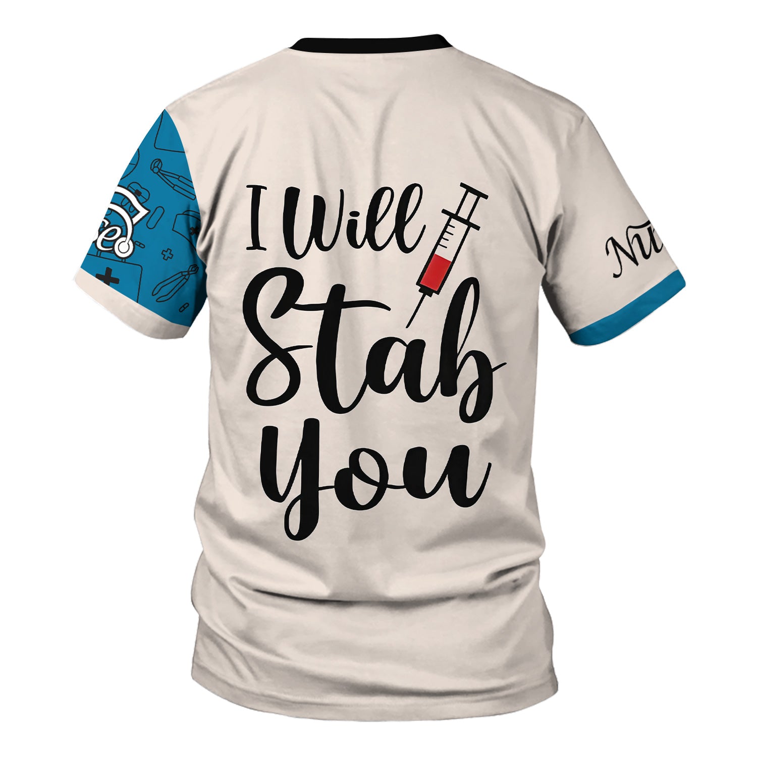 Personalized Medical Nurse Shirt - Cute Pill Cartoon Doctor with Syringe Stethoscope Design - Custom Name Gift for RN LPN CNA Multiple Color Options Available