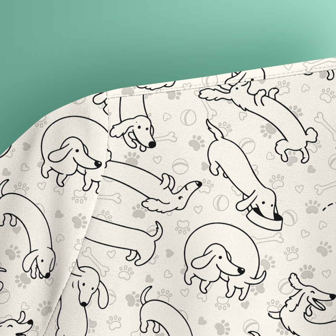 Playful Dachshund Dog Line Art Print Scrub Top, Comfortable Scrubs for Nurses