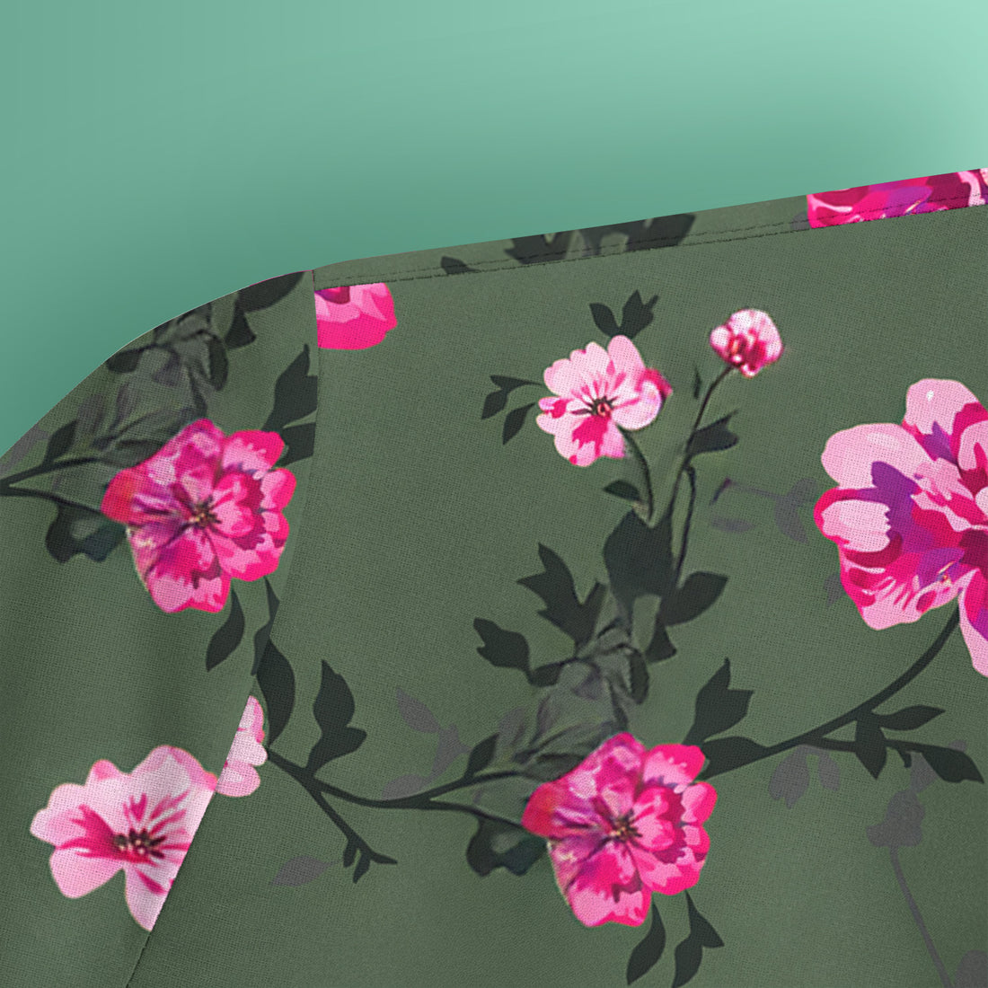 Pink Floral Blossom Pattern Scrub Top, Comfortable Scrubs for Nurses