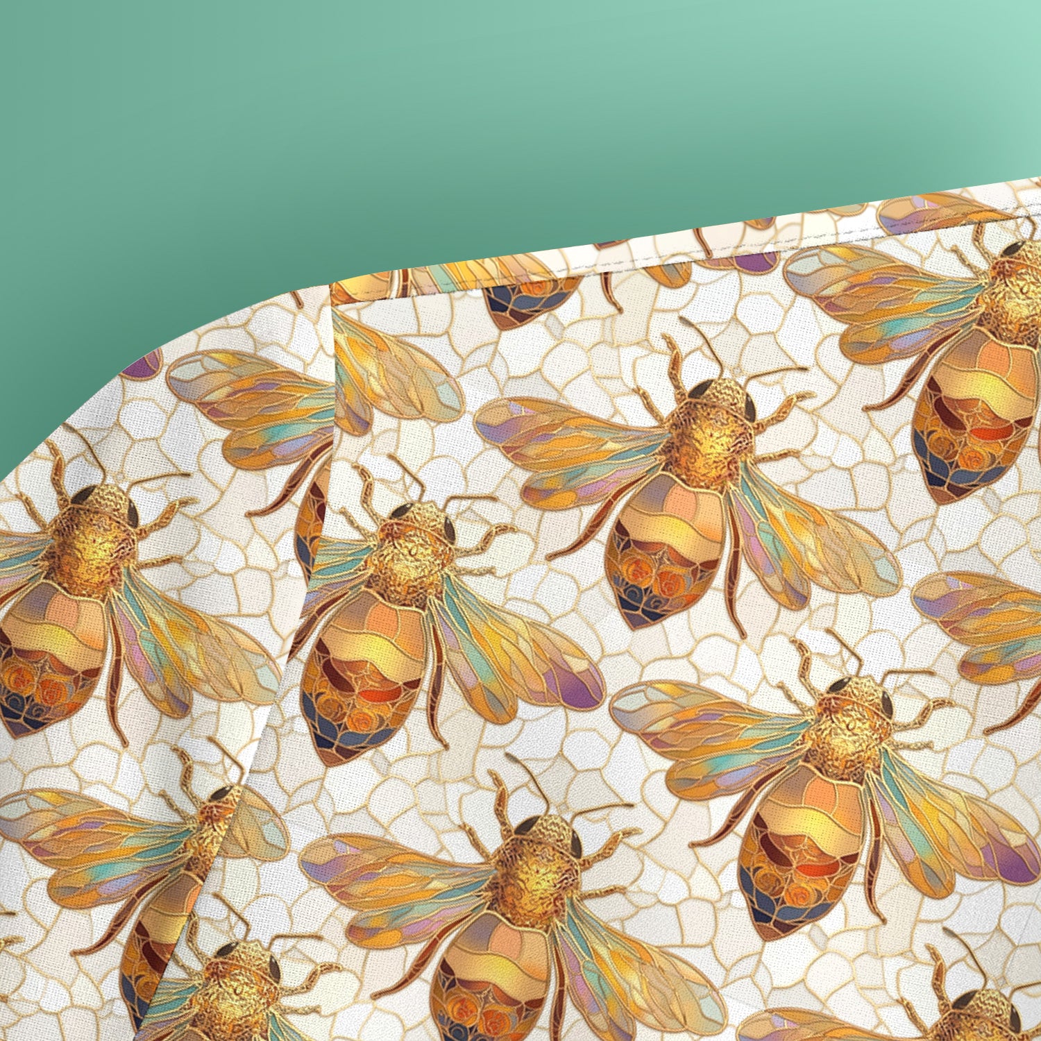 Golden Honey Bee Honeycomb Nurse Pattern Scrub Top, Comfortable Scrubs for Nurses