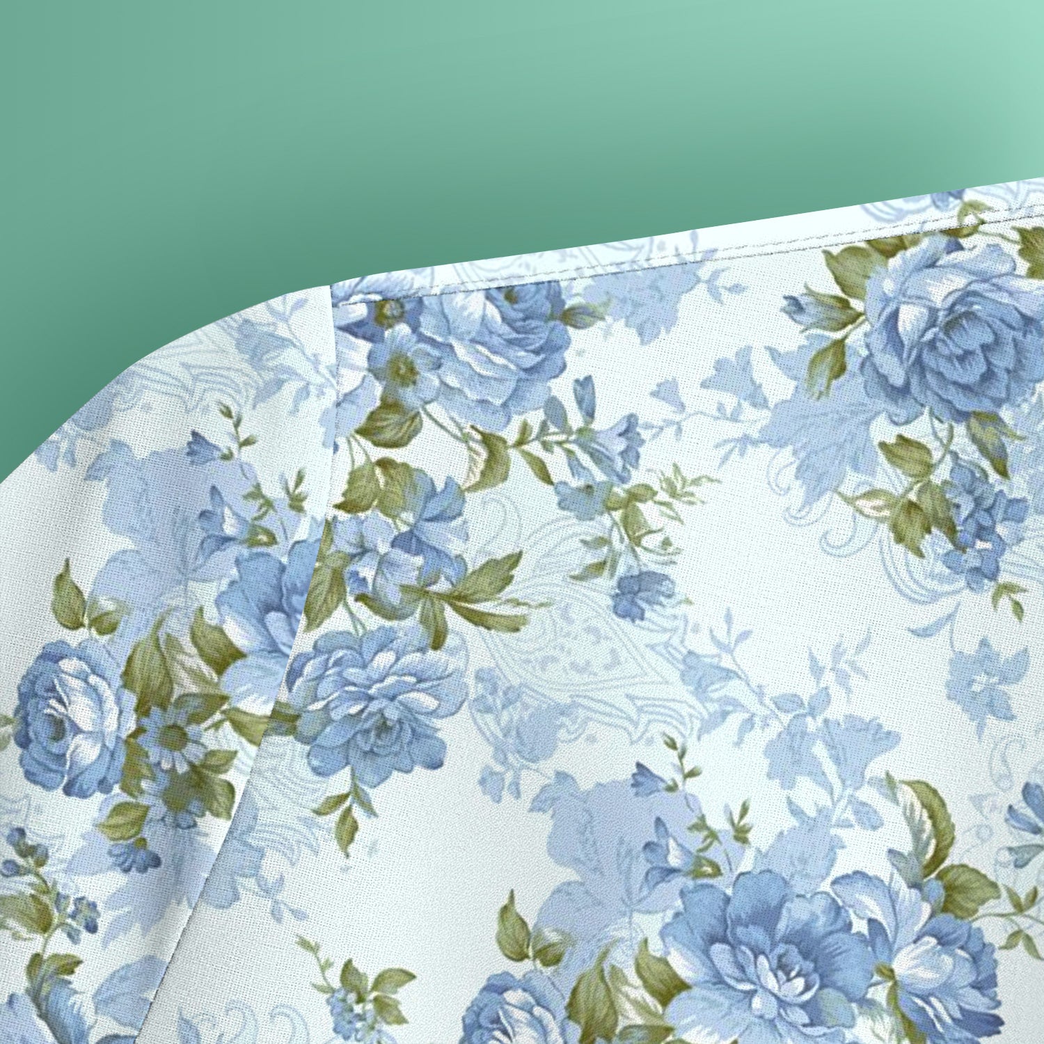 Cute Blue Floral Pattern Scrub Top, Comfortable Scrubs for Nurses