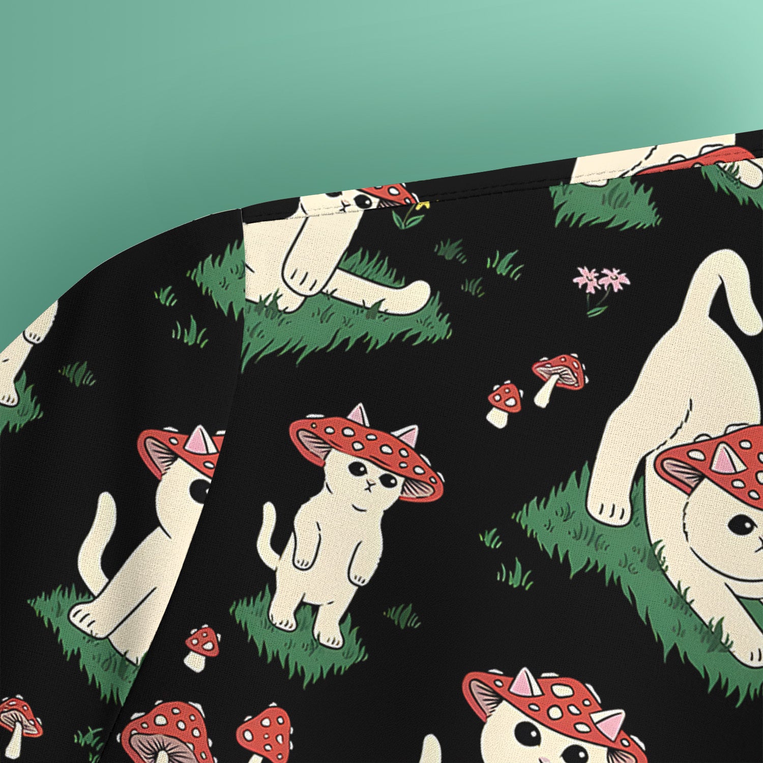 Cute Mushroom Cat Pattern Scrub Top, Comfortable Scrubs for Nurses