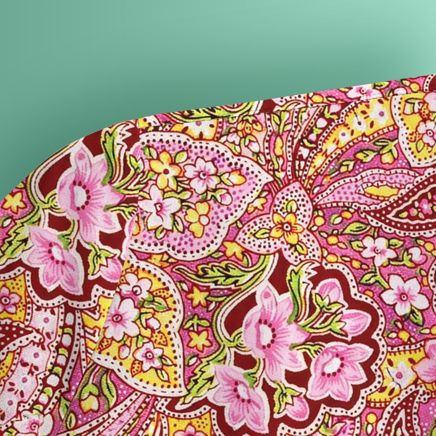 Pink Floral Paisley Blossom Print Scrub Top, Comfortable Scrubs for Nurses