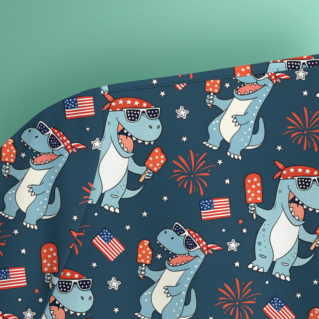 Dinosaur With Flag American Pattern Scrub Top, Comfortable Scrubs for Nurses
