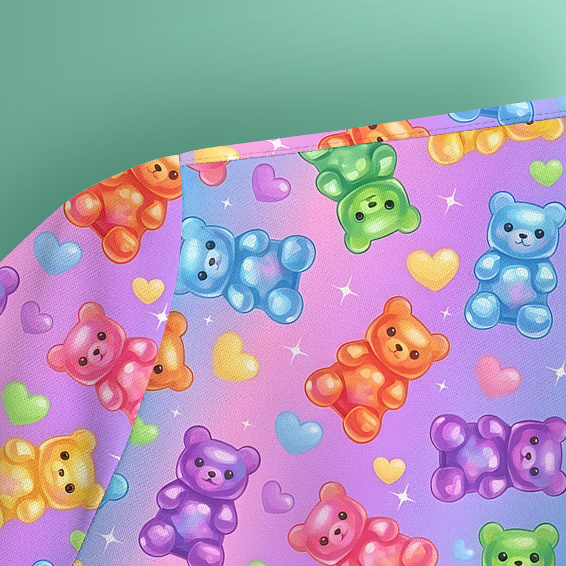 Colorful Gummy Bear Pattern Scrub Top, Breathable Fabrics Nursing Uniform