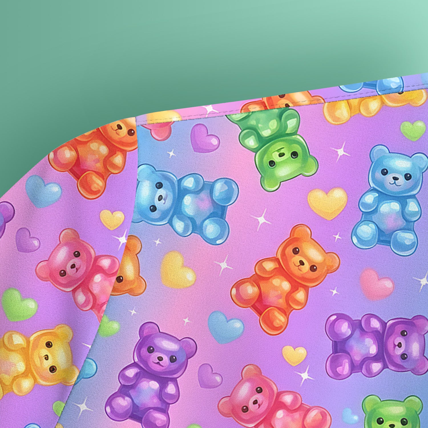Colorful Gummy Bear Pattern Scrub Top, Breathable Fabrics Nursing Uniform