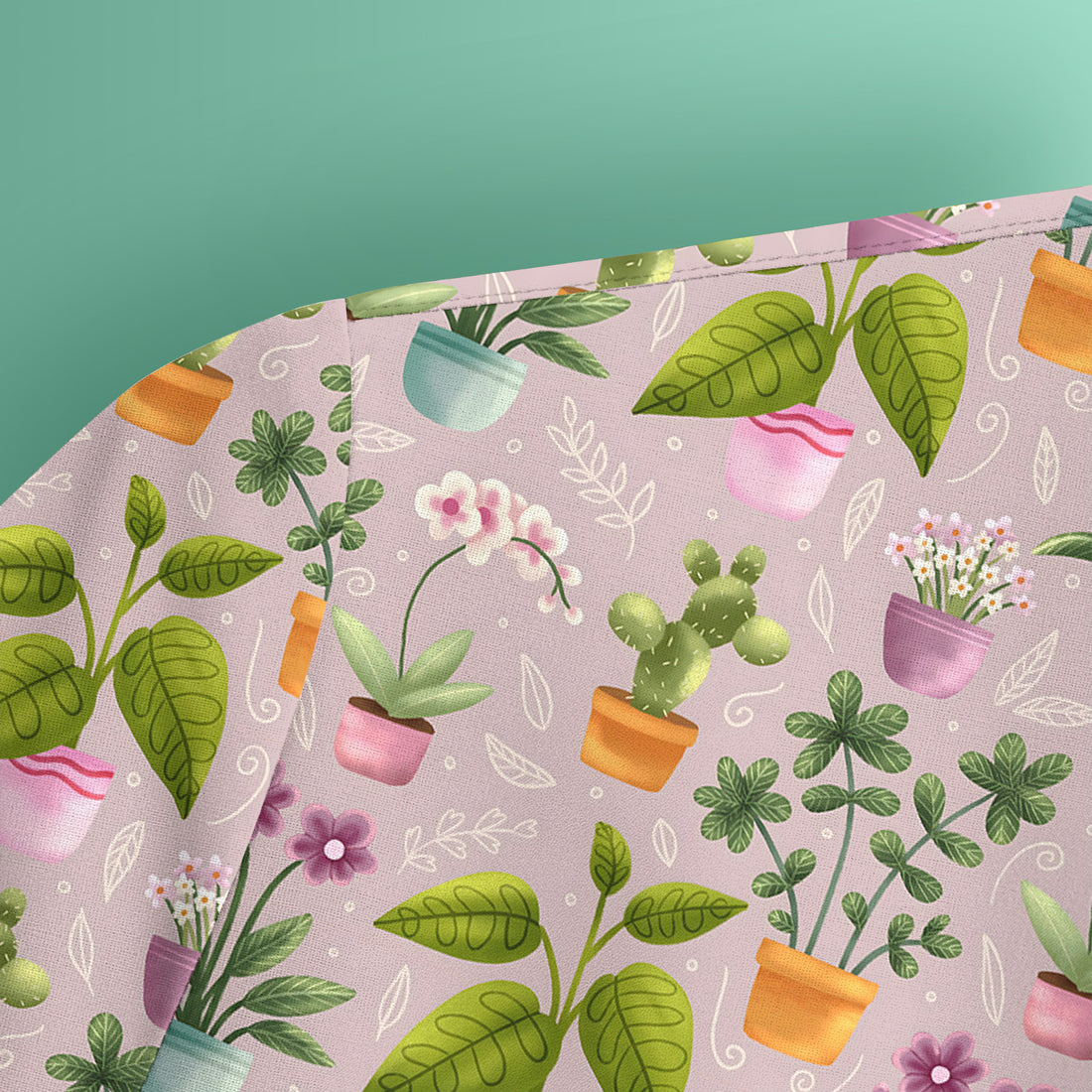 Potted Plant Orchid Cactus Pattern Scrub Top, Comfortable Scrubs for Nurses