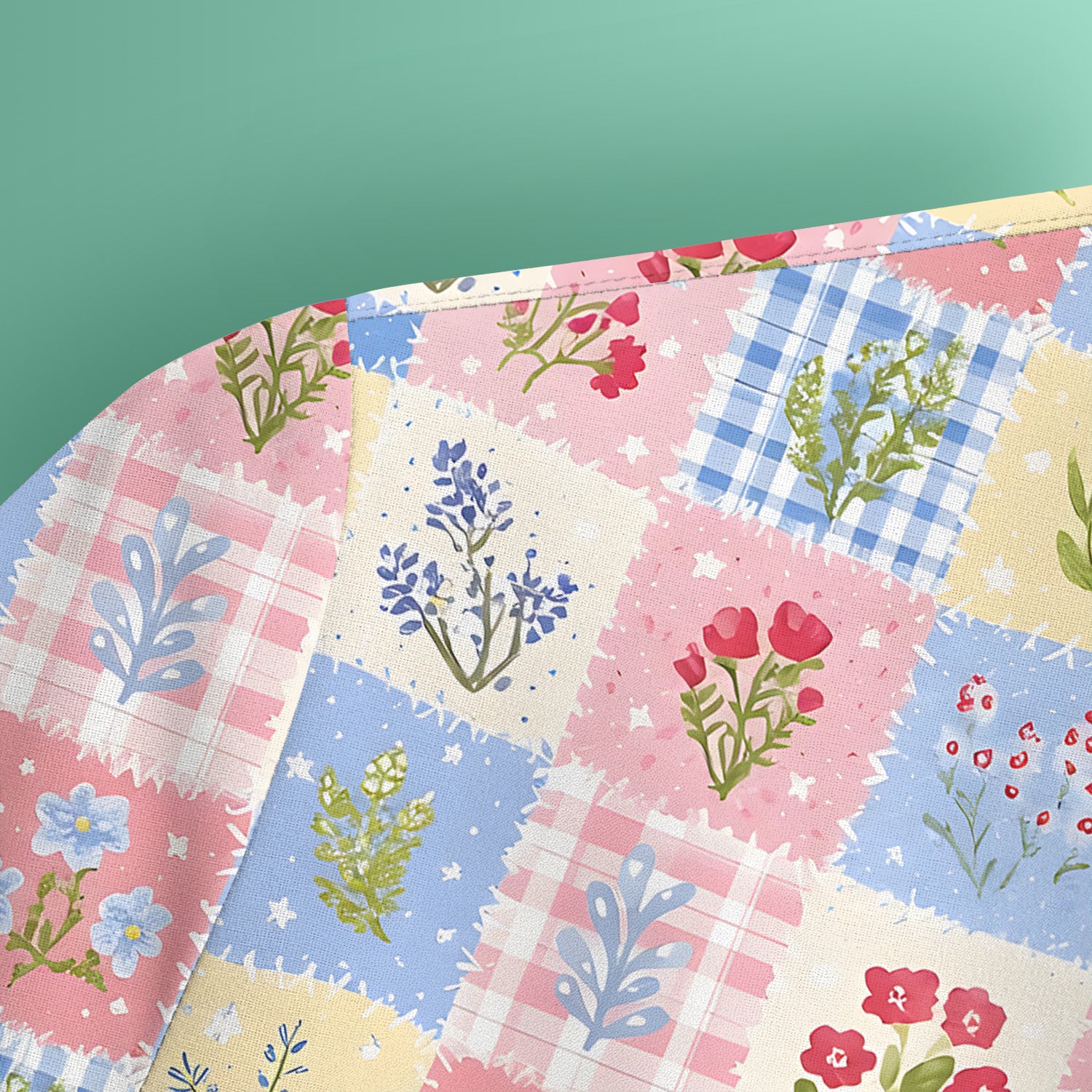 Pastel Patchwork Wildflower Garden Print Scrub Top, Comfortable Scrubs for Nurses