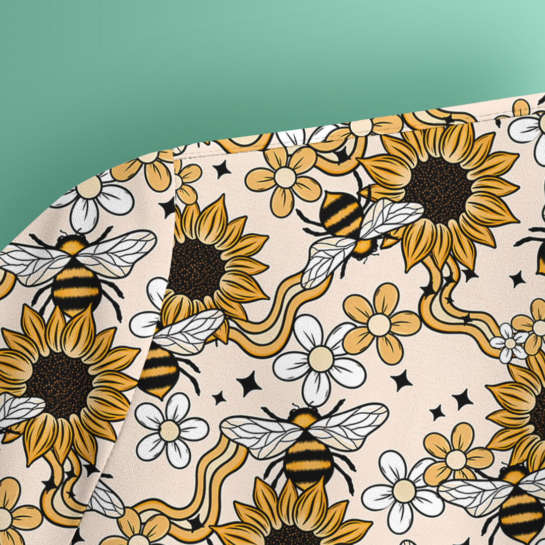 Sunflower And Honey Bee Floral Scrub Top, Breathable Fabrics Nursing Uniform