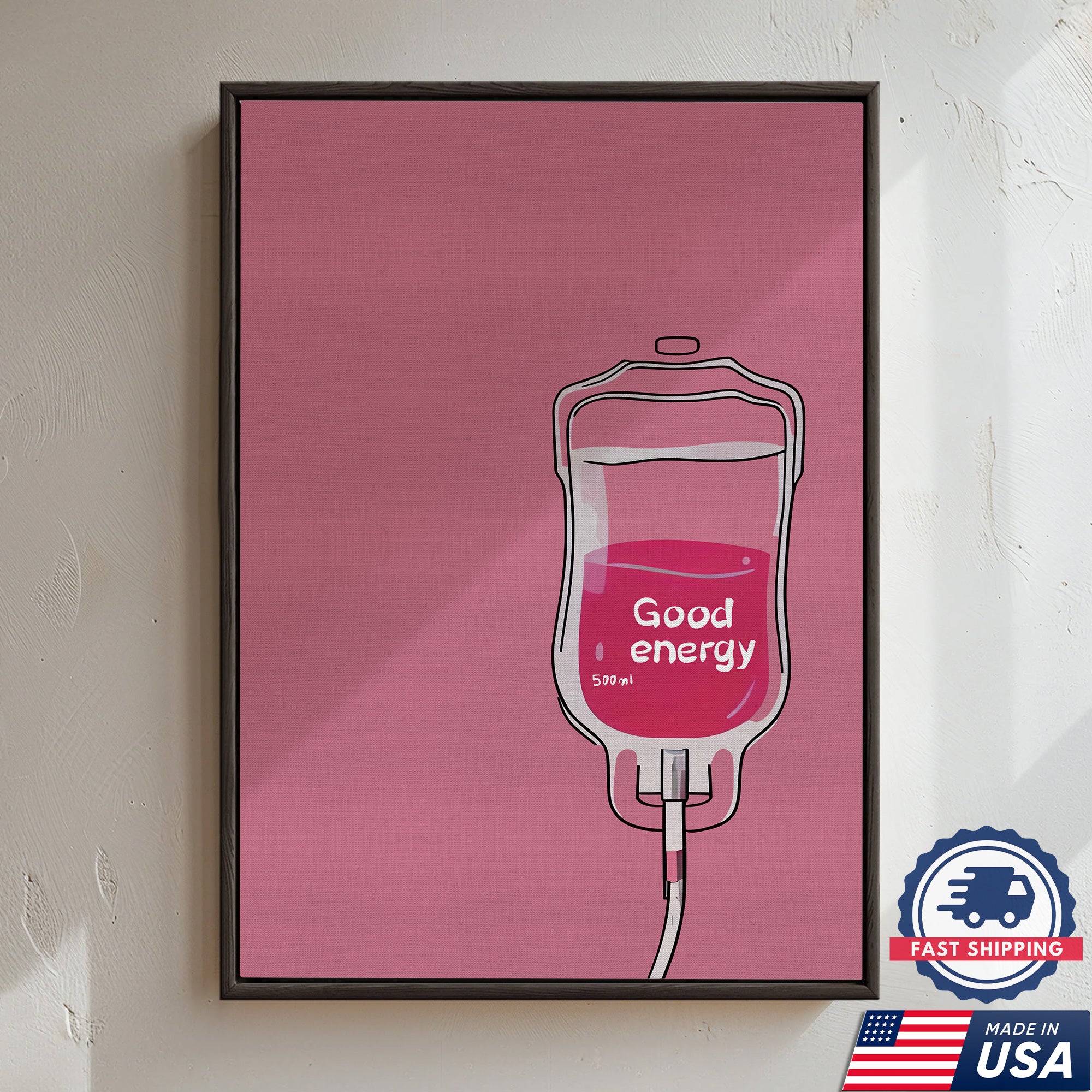 Good Energy IV Bag Canvas, Medical Office Decor, RN LPN CNA Healthcare Workers Gift