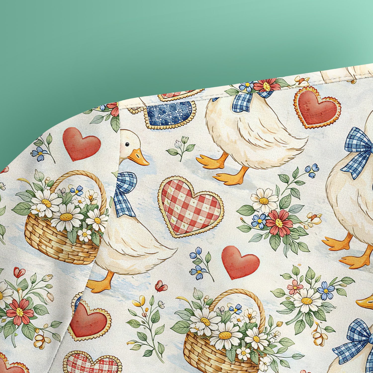 Cute Duck Heart Floral Nurse Pattern Scrub Top, Comfortable Scrubs for Nurses