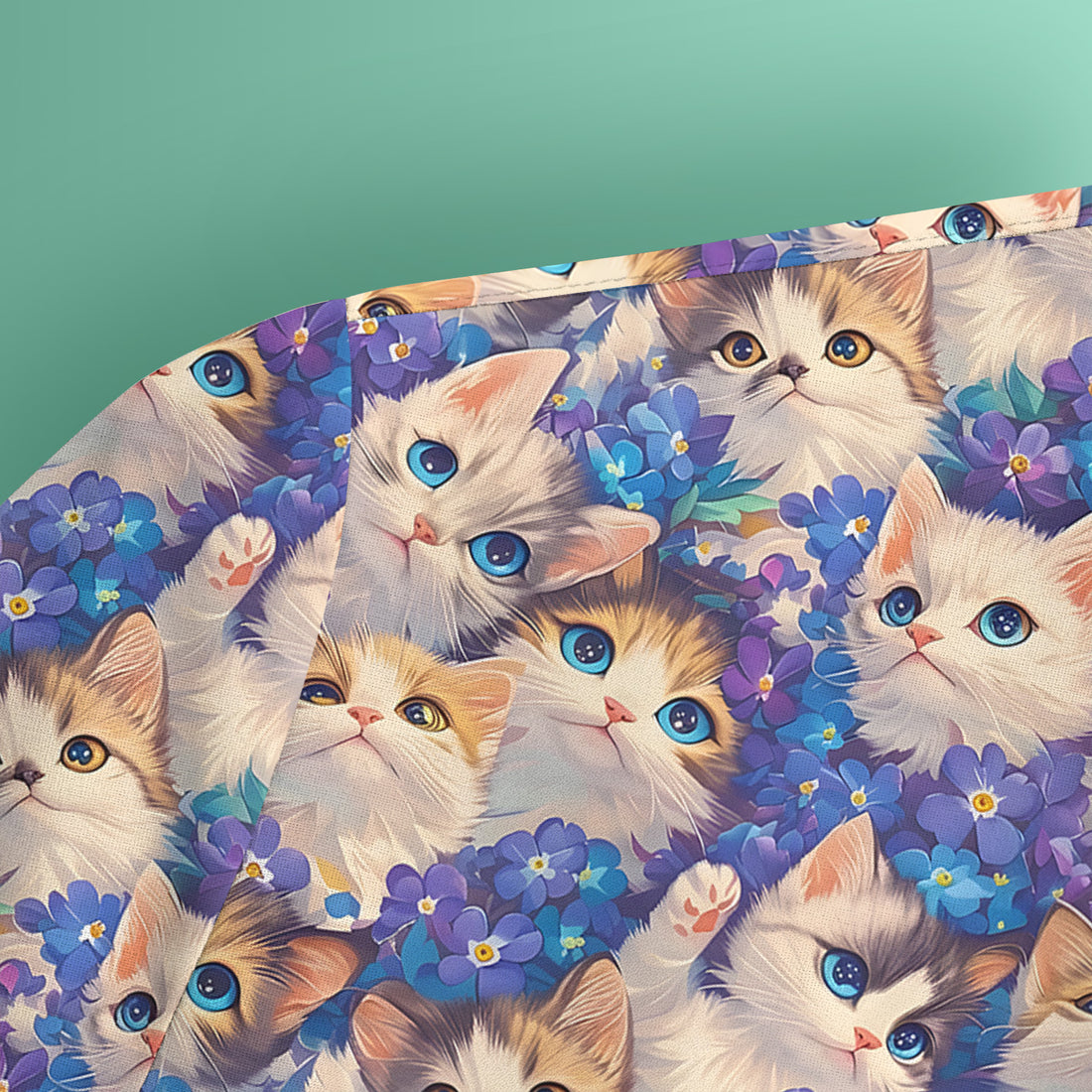 Cute Blue Eyed Kitten Pattern Scrub Top, Comfortable Scrubs for Nurses